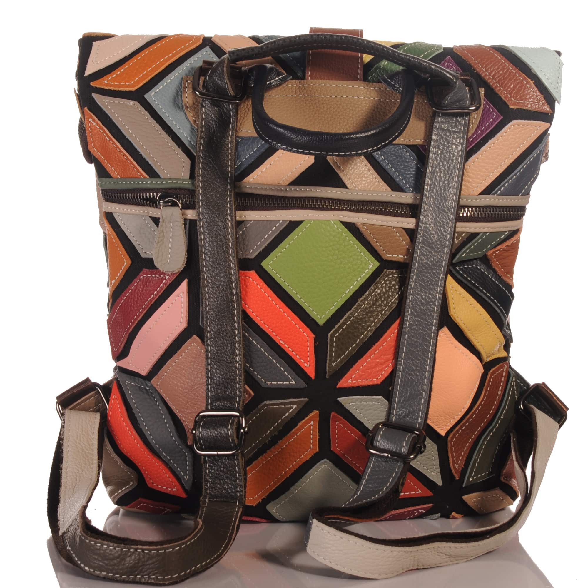 KMISSO Henkeltasche Handgefertigter Pachwork Design Echtleder Cyty Back Rucksack 30664 (1-tlg), im eleganten Look