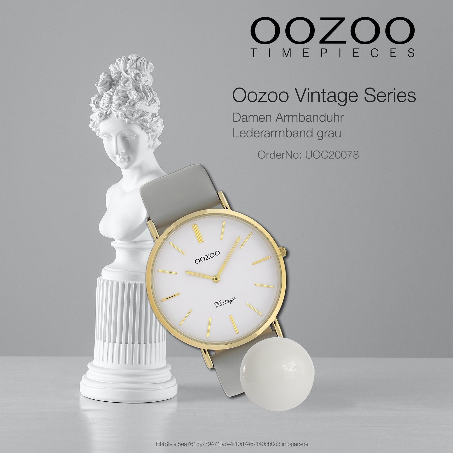 Damen Quarzuhr rund, Oozoo 40mm) (ca. OOZOO Armbanduhr Lederarmband, Damenuhr Ultra Slim Fashion-Style groß Leder,