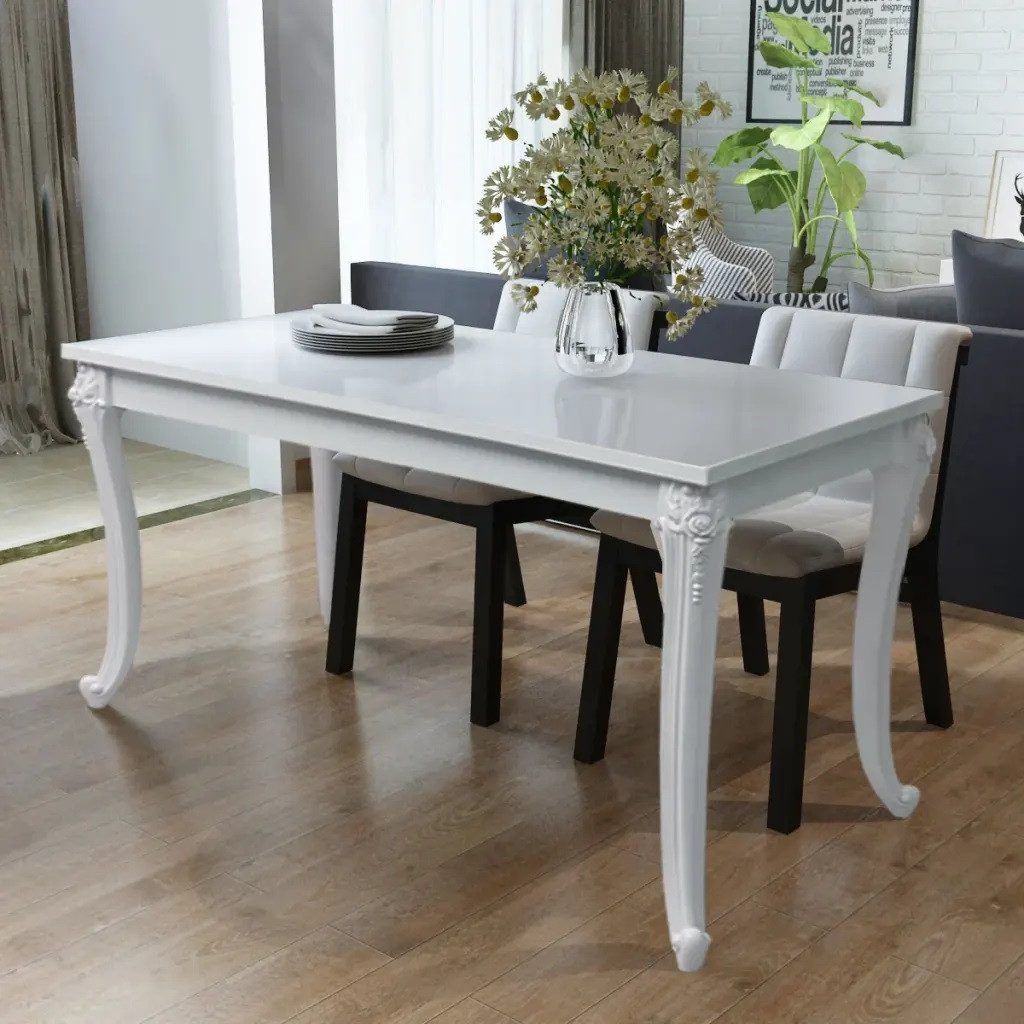 vidaXL Esstisch Esstisch 116 x 66 x 76 cm Hochglanz Weiß