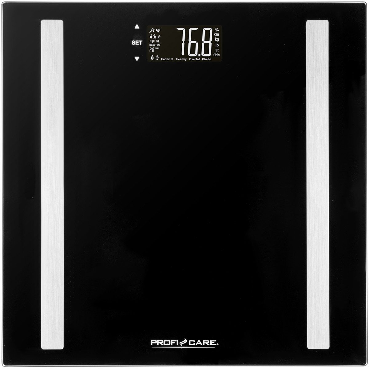 ProfiCare Personenwaage PC-PW 3149 FA, Personenwaage, 9in1 Funktion, Sicherheitsglas