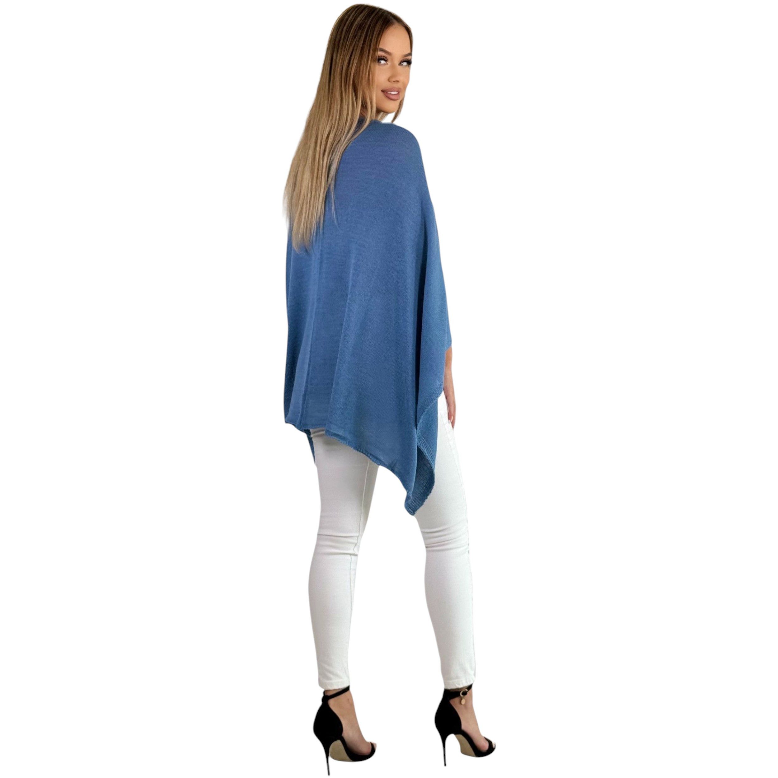 Mississhop Strickponcho Damen Poncho Cape Überwurf Strickponcho feiner Strick 221