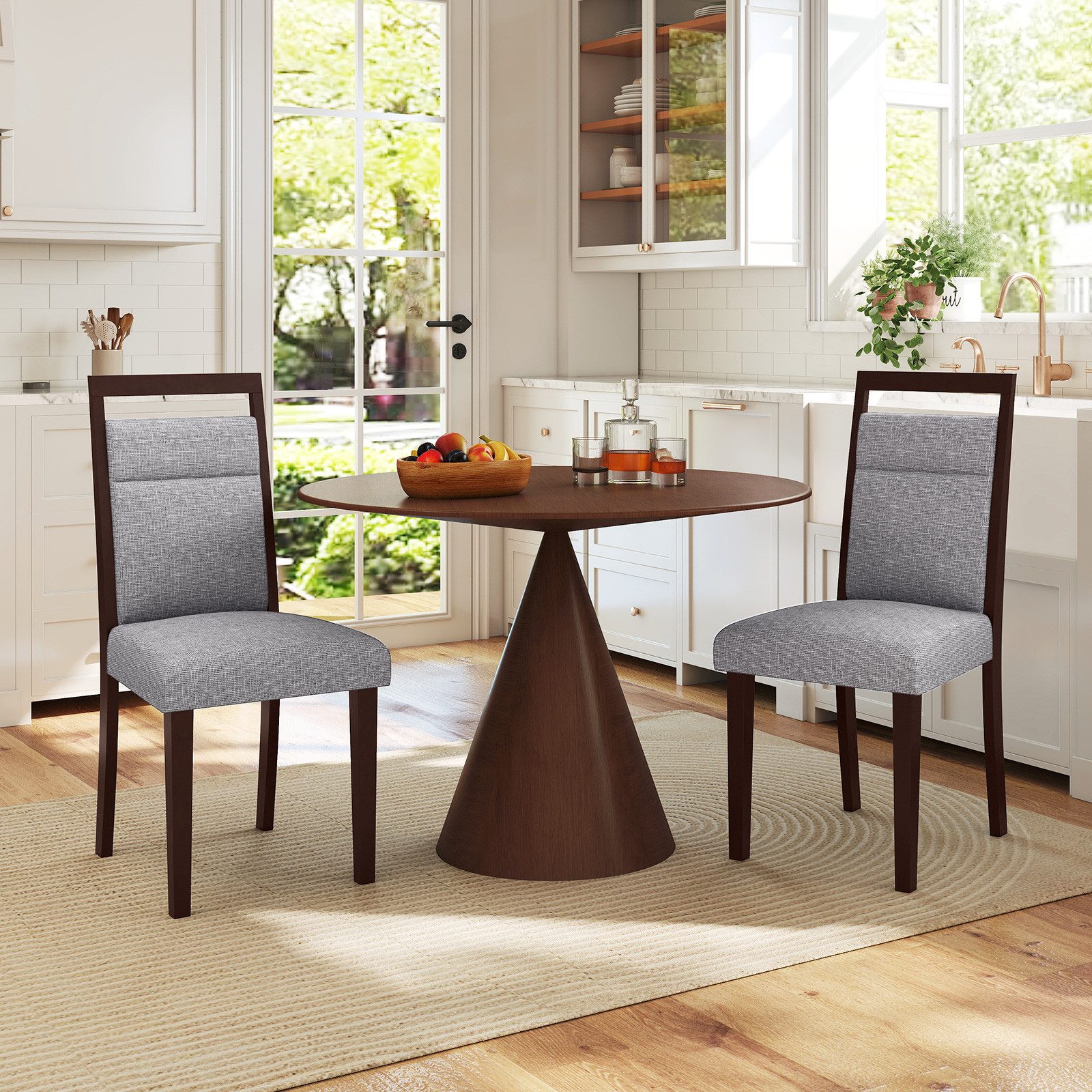 COSTWAY Esszimmerstuhl (2 St), Küchenstuhl Holz, Esstisch Stühle mit gepols günstig online kaufen