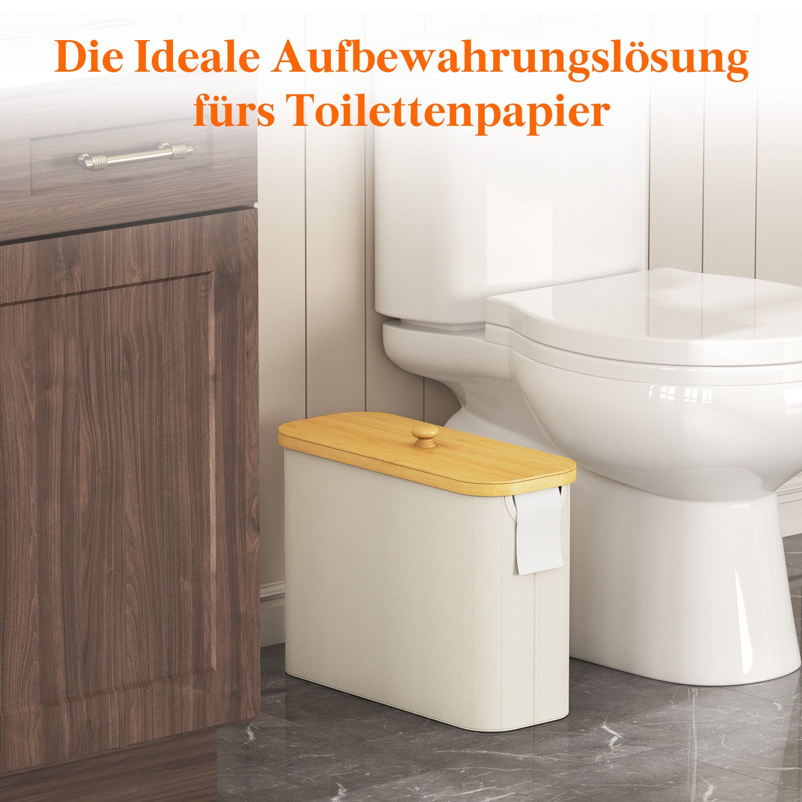 Lifewit Papiertuchbox Toilettenpapier Aufbewahrungskorb, Bambus Badezimmer Organizer