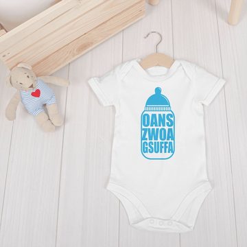 Shirtracer Shirtbody Babyflasche Oans Zwoa Gsuffa blau Mode für Oktoberfest Baby Outfit