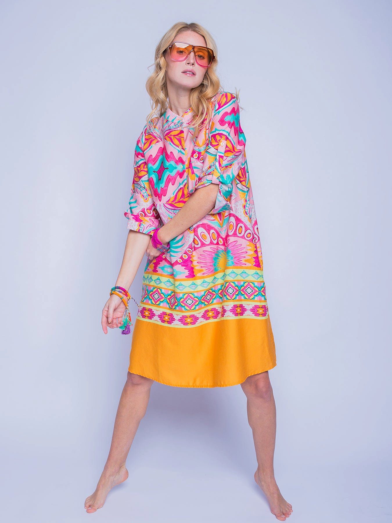 Emily Van Den Bergh Sommerkleid Blusenkleid Multi Orange