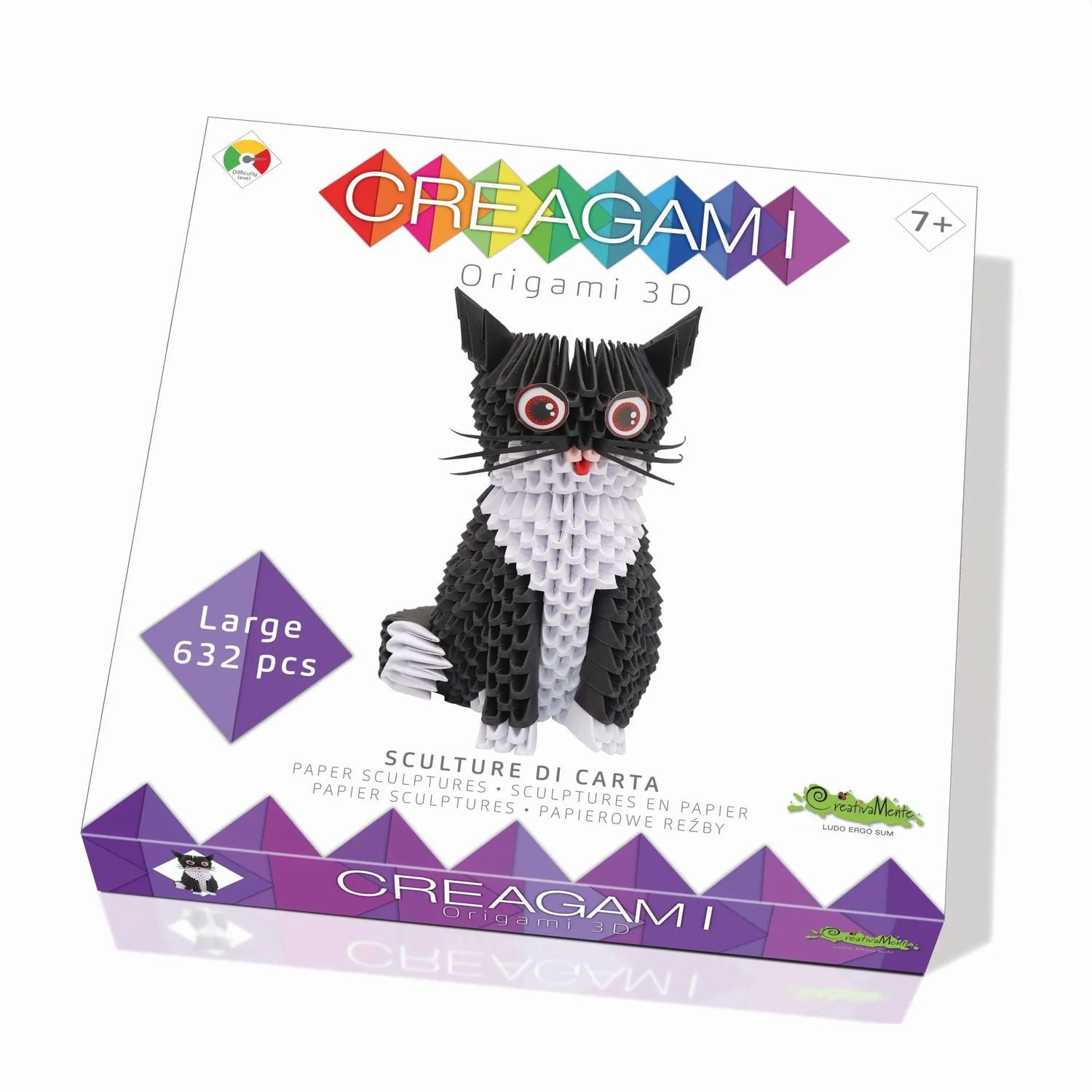 BrainBox Spiel CREAGAMI - Origami 3D Katze 632 Teile