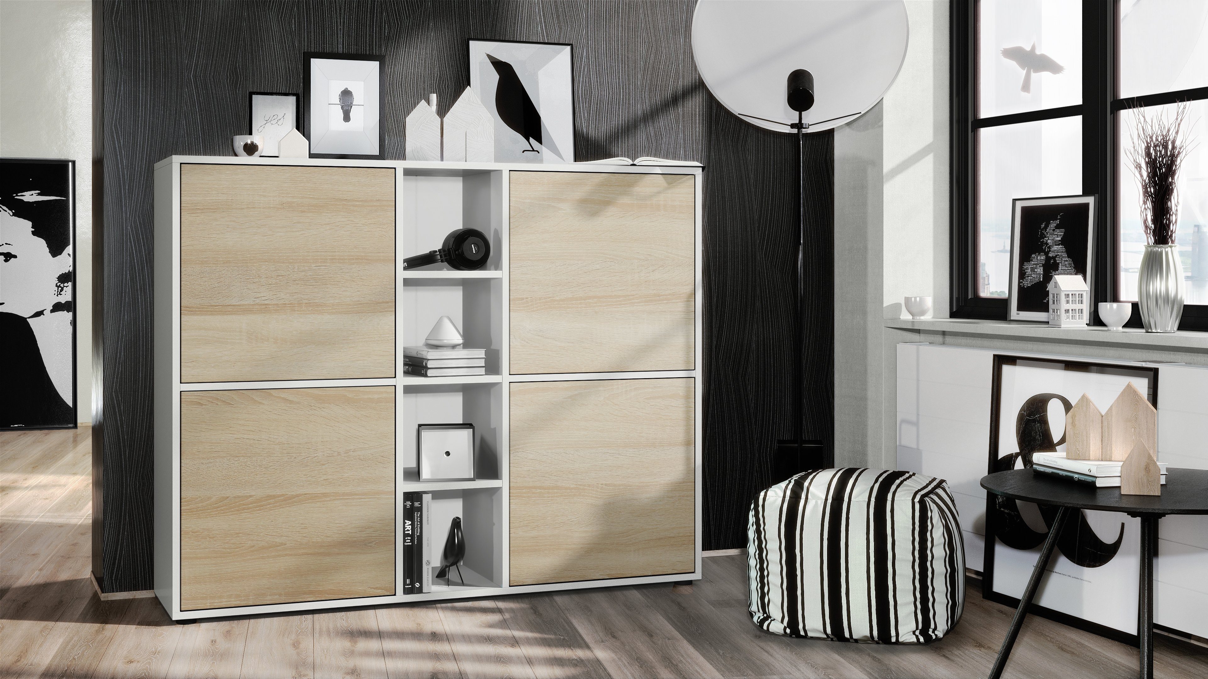 Vladon Highboard Cuba V3 (Highboard, Schrank Anrichte Cuba V3 mit 12 Fächer günstig online kaufen