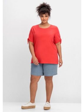Sheego T-Shirt Große Größen mit Knotendetail am Ärmelsaum