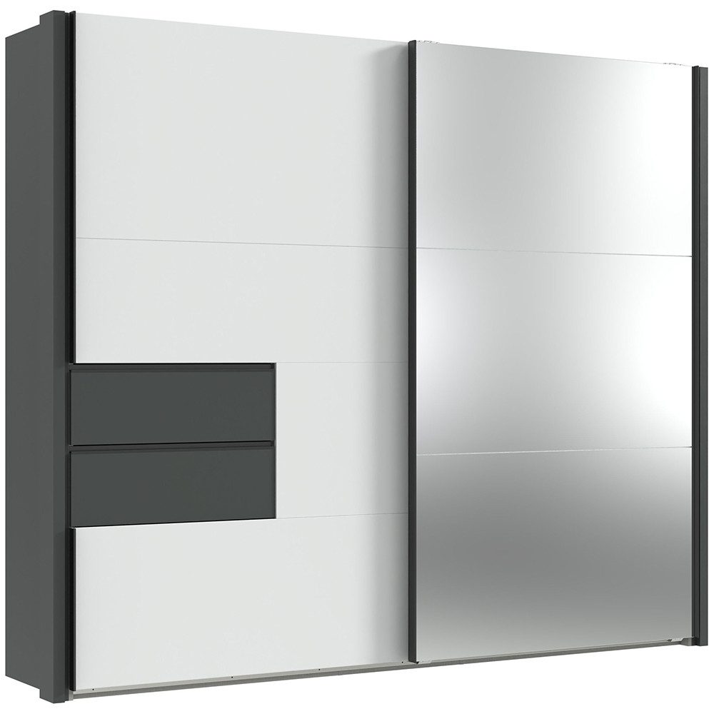 Lomadox Kleiderschrank PORTOFINO-43 Schwebetürenschrank Schlafzimmerschrank Schrank 262cm breit in weiß
