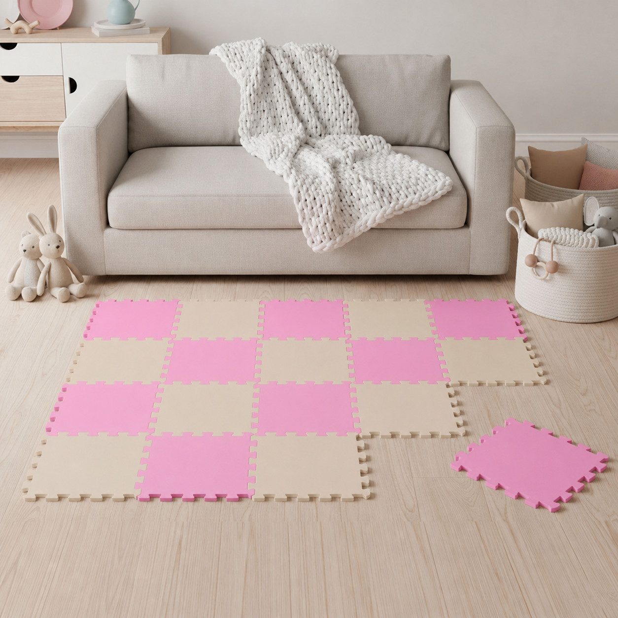 LittleTom Puzzlematte ab dem 1. Tag - 18 Teile Baby Spielmatte - 30 x 30 Kinder Krabbelmatte, (18-tlg), Spielunterlage für Babys und Kleinkinder - Kinderzimmer Puzzleteppich