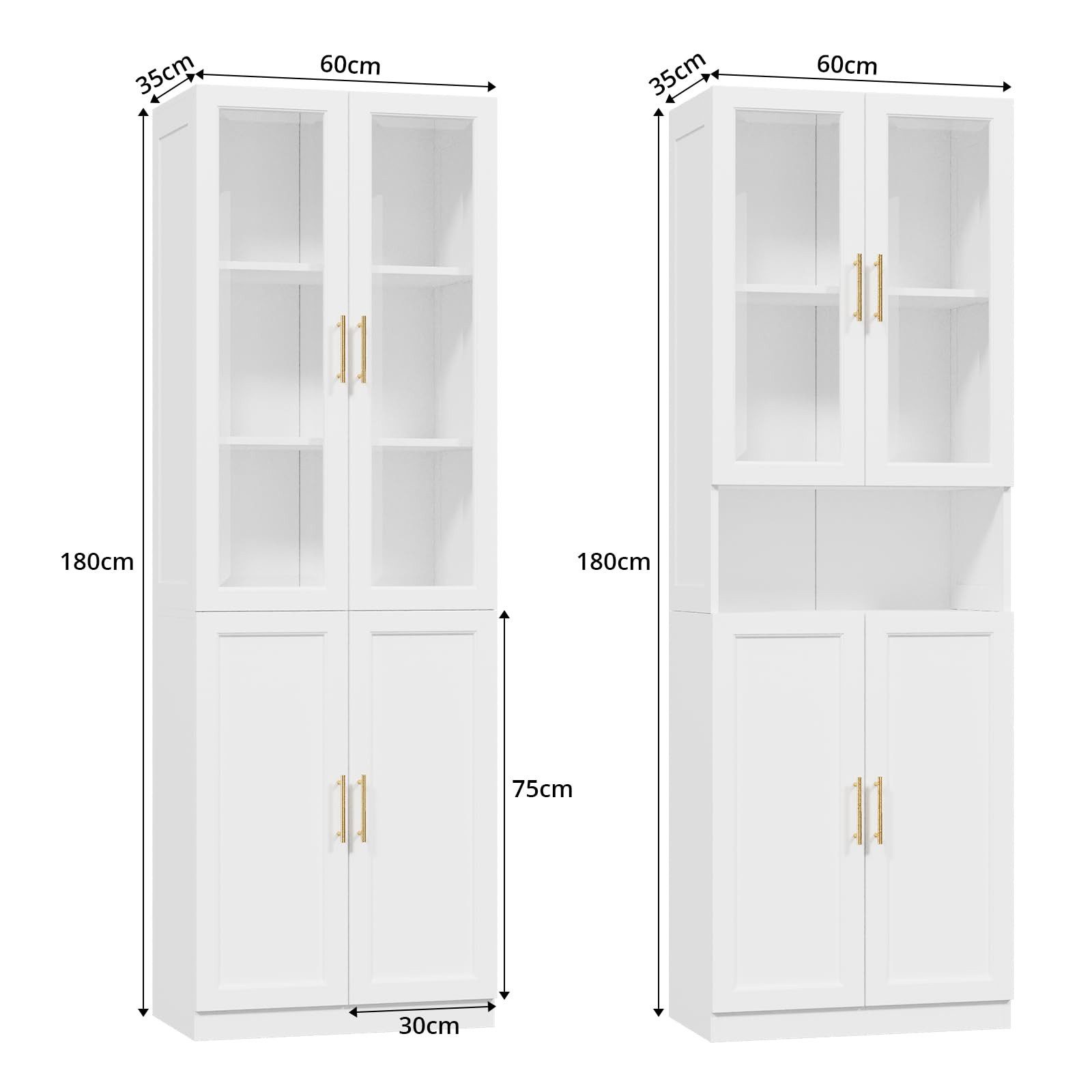 VOWNER Bücherregal mit Glastüren, modernes Großes Aufbewahrungsvitrinen-Set günstig online kaufen