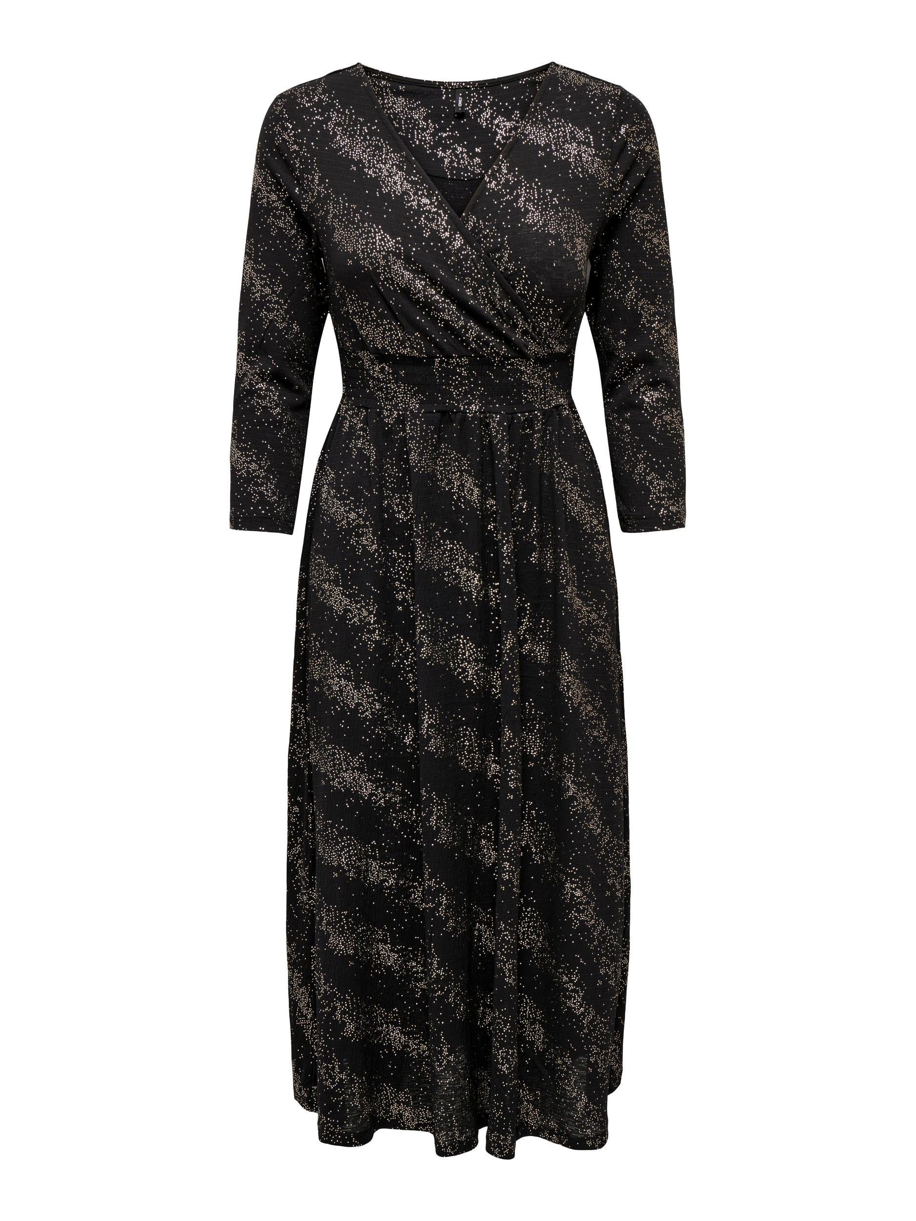 (1-tlg) Black Pella ONLY gold dots Drizzling Maxikleid