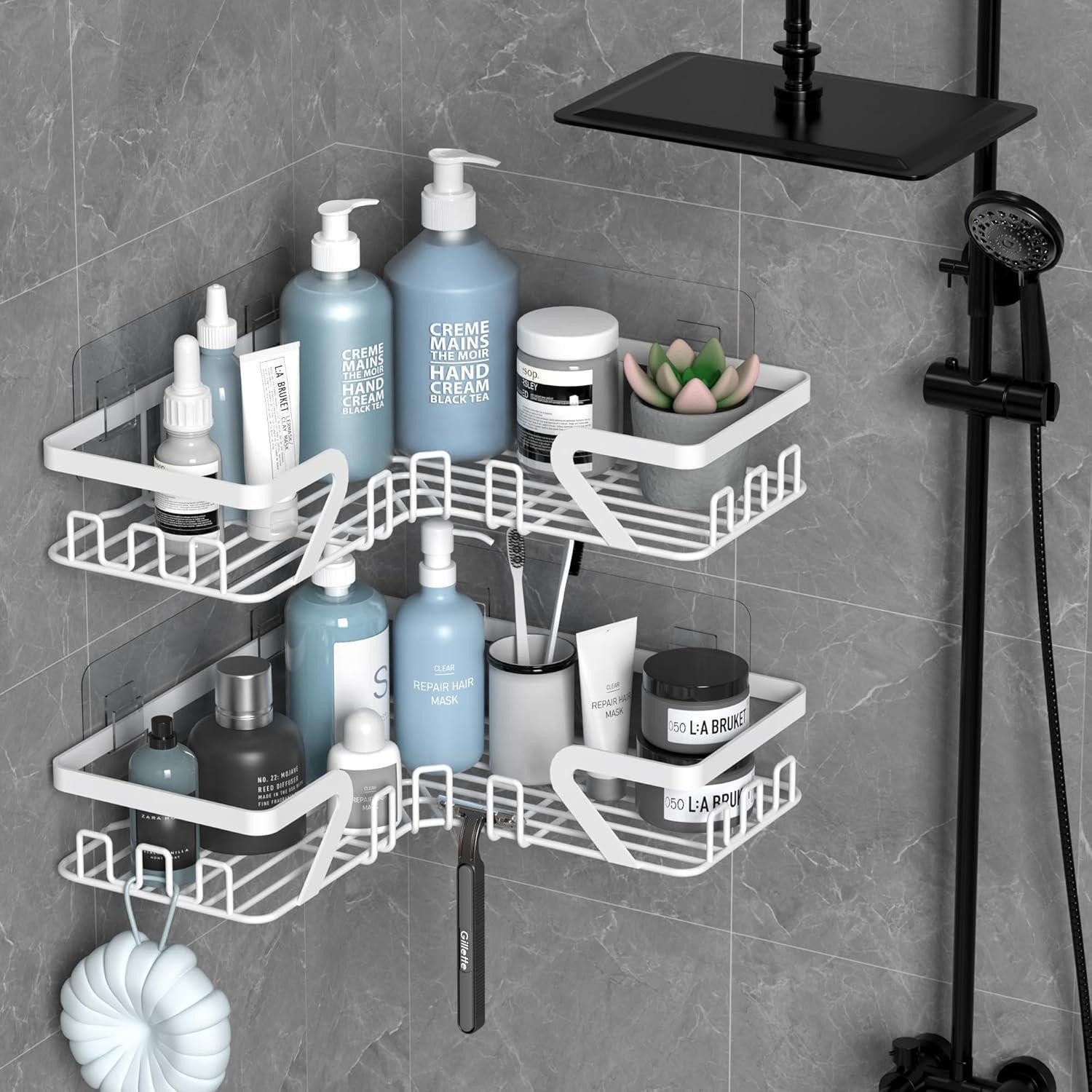 LuxusKollektion Duschablage Duschregal Ecke Weiß 2 Stück – Bild 2 von 5