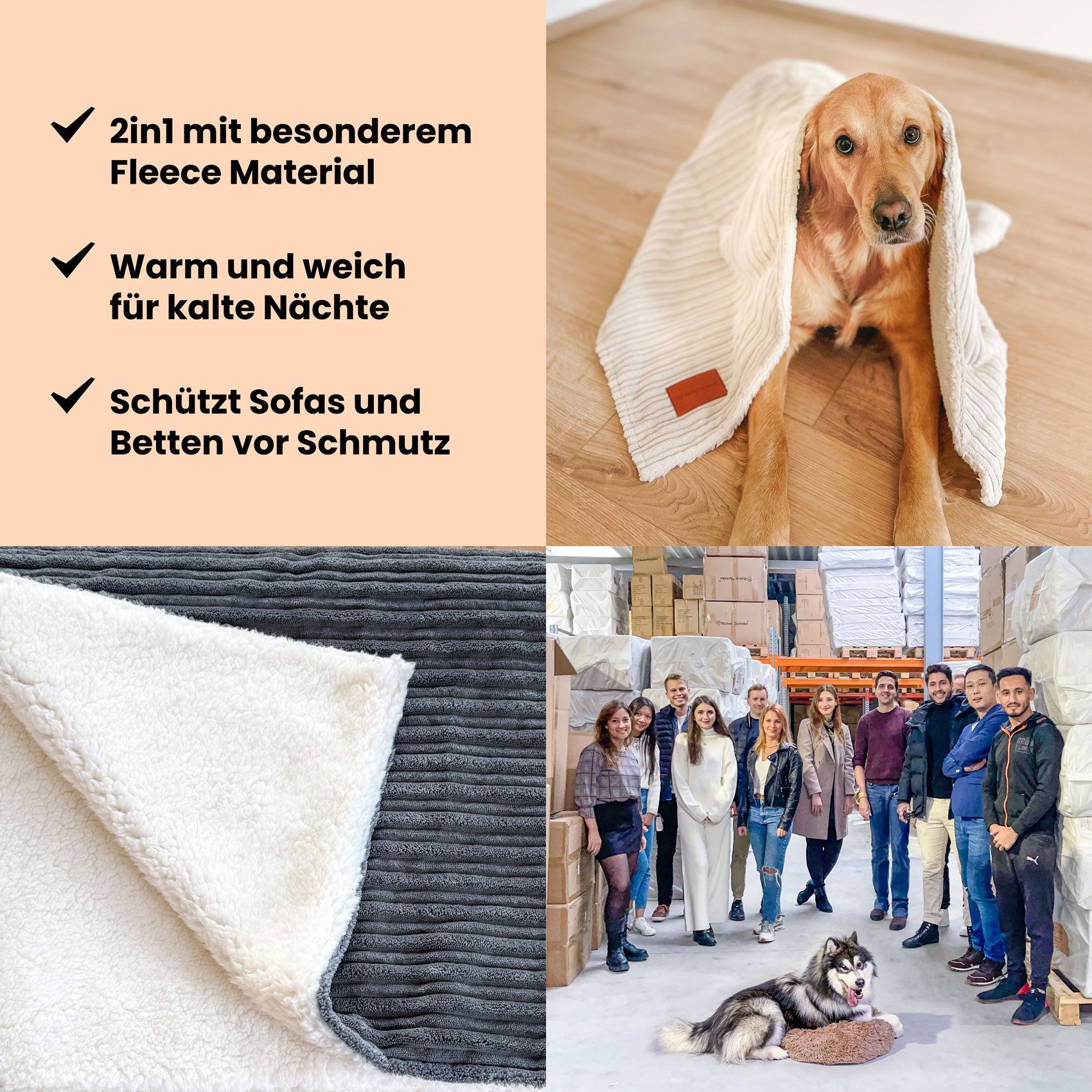 Wahre Tierliebe Tierdecke Premium Kuscheldecke Fluffy, Überzug, hält warm, wasserabweisend – Bild 4 von 5
