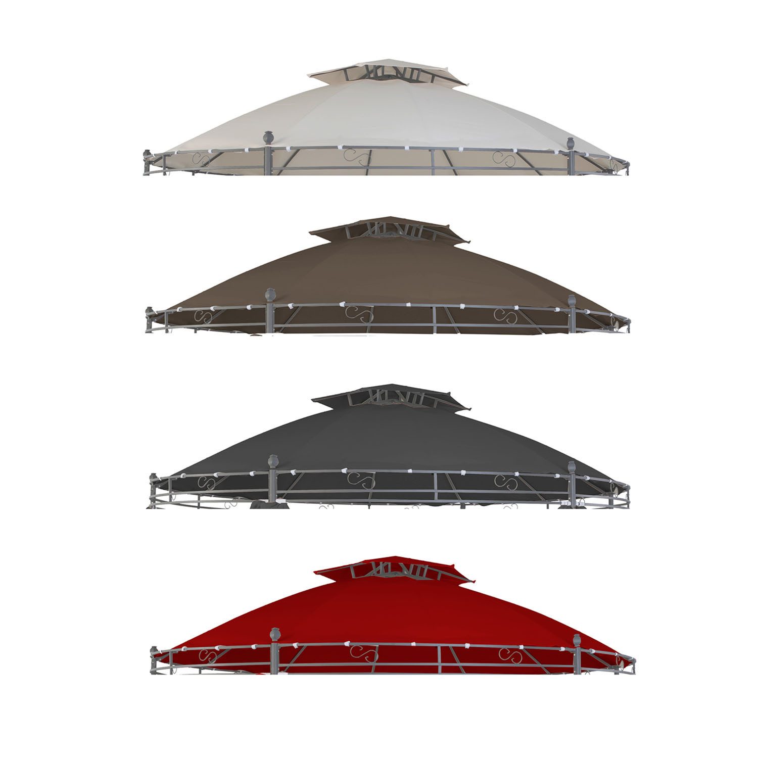 Mojawo Pavillon-Ersatzdach Ersatz Dach Pavillon rund ⌀3,5m wasserdicht Gartenpavillon Dachhaube, 350 x 350 cm