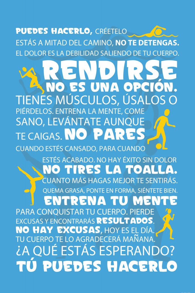 1art1 Poster Motivation Kunstdruck Bild - Fitness, TÃº Puedes Hacerlo