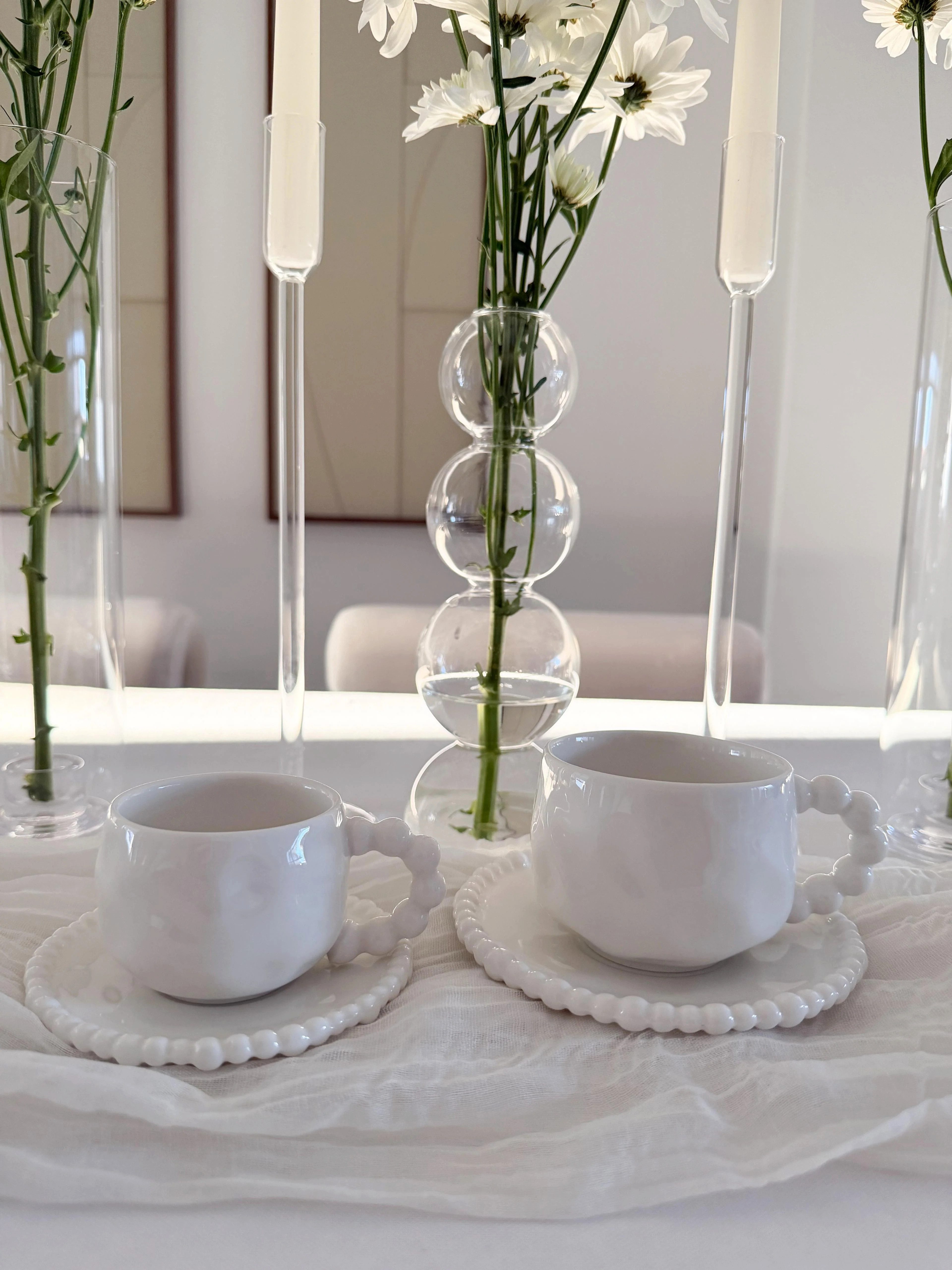EmirtexHome Espressotasse Pearly Weiss 6er Mokkatassen Set