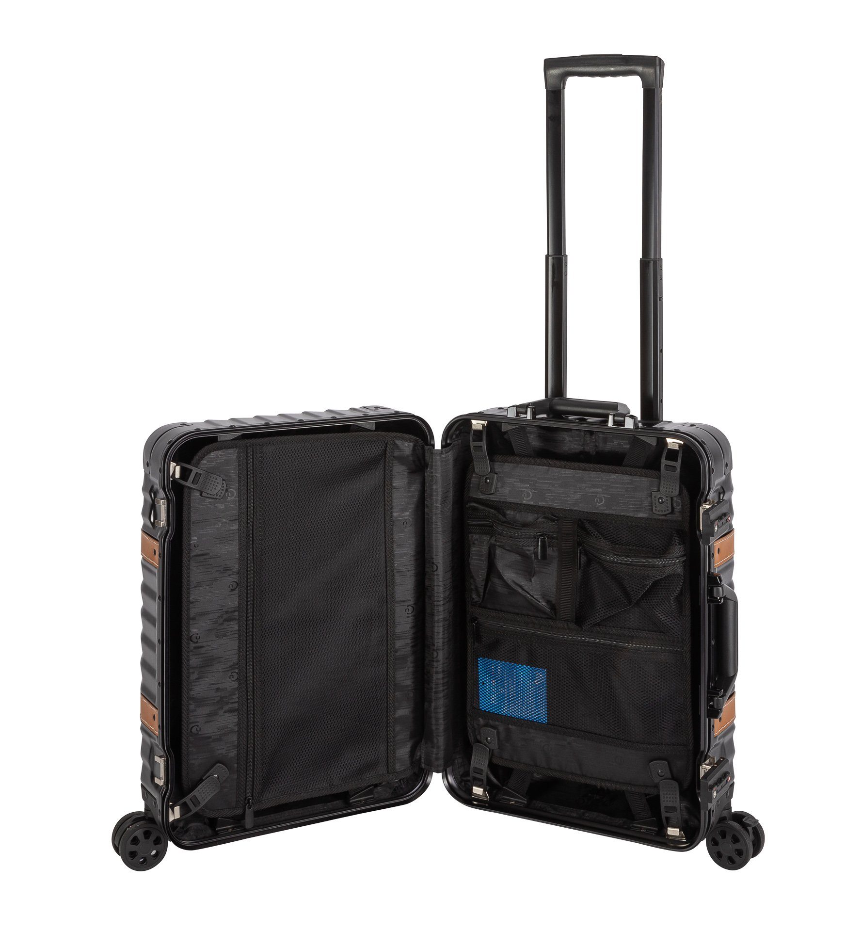 Hartschalen-Trolley Zahlenschloss schwarz Paris, Travelhouse Hartschale Rollen, 4 Aluminium-Rahmen TSA Polycarbonat