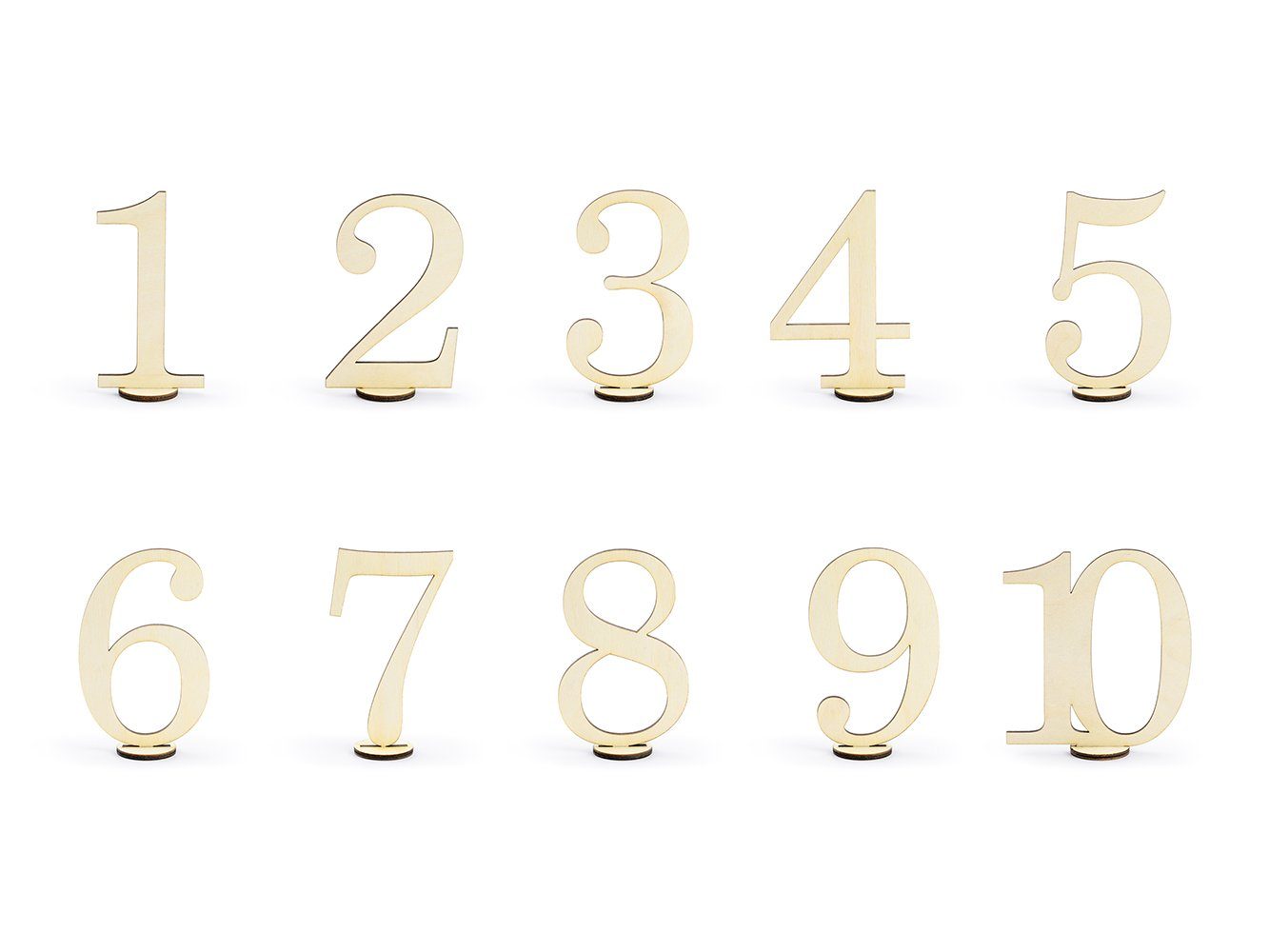Zahlen Dekofigur, 1-10 Set Tischnummern 10cm stehend Holz Hochzeit partydeco natur 10er