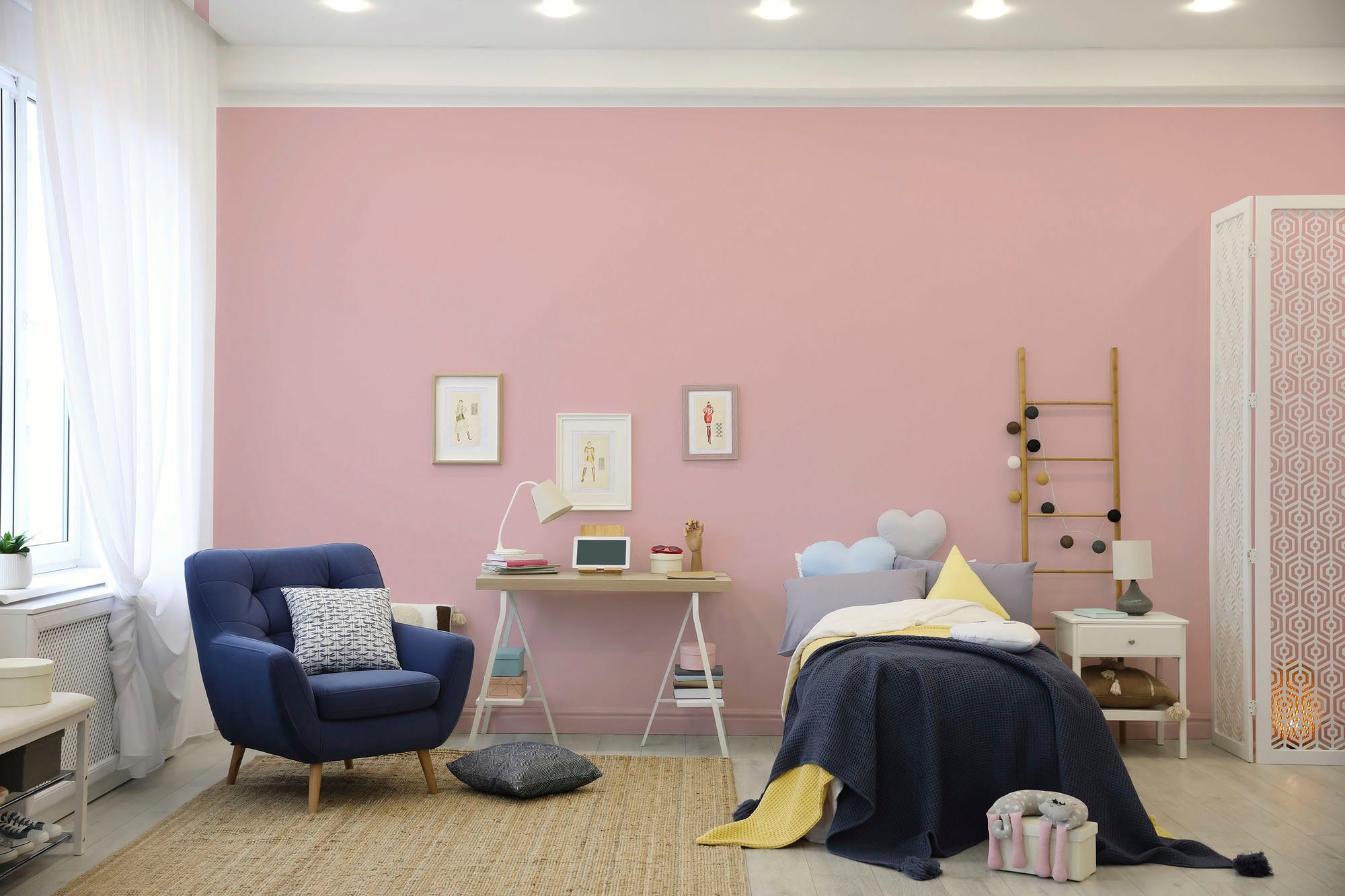 peachy pink, Innenwandfarbe Flur Création PURO Premium A.S. Farbwelt Wandfarbe Küche, ideal und Schlafzimmer, peachy pink Tuchmatt Wohnzimmer, für c2030 Pink