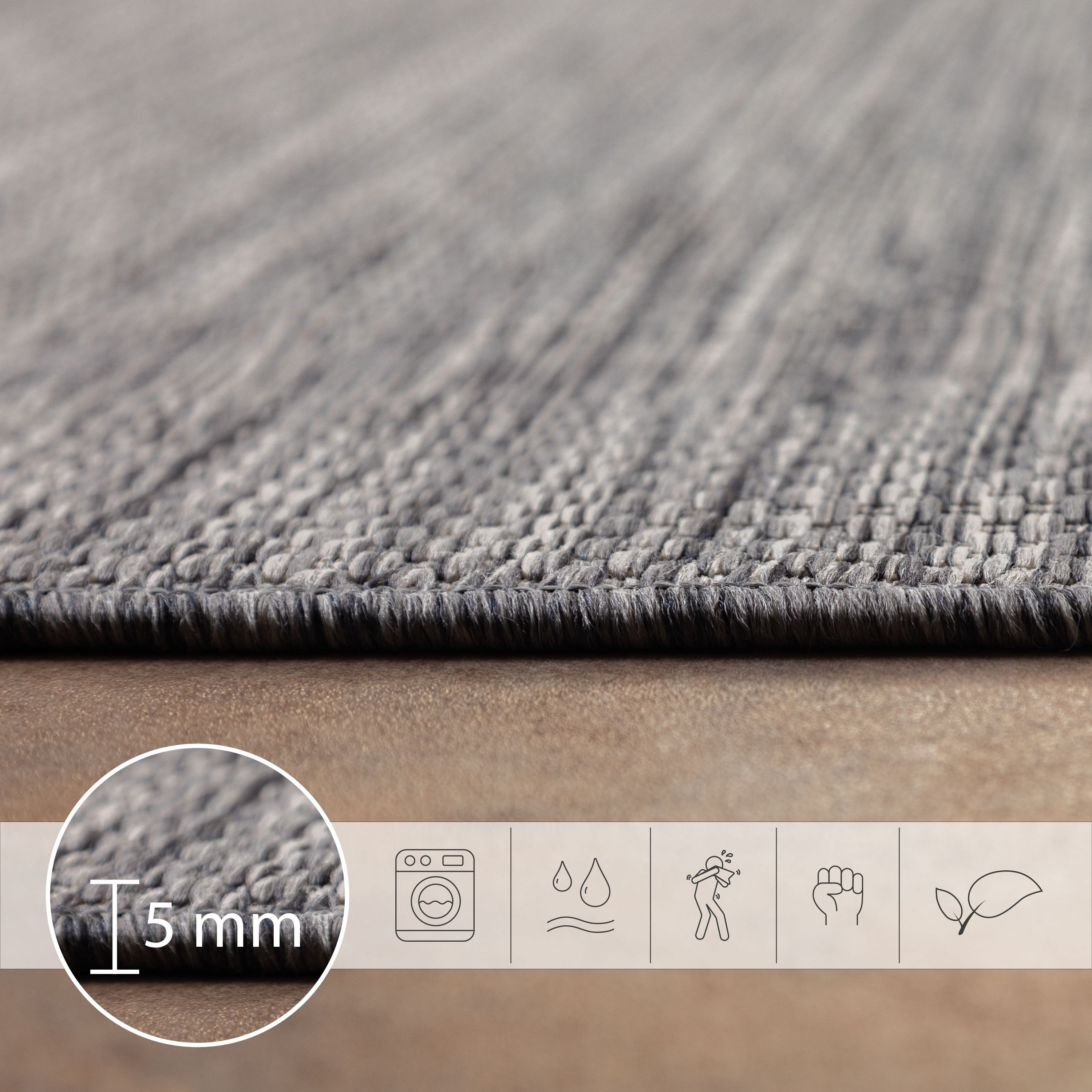 SIMPEX24 Outdoorteppich Unicolor - Einfarbig, Läufer, Höhe: 5 mm, Teppich Wetterfest Balkon Küchenteppich Flachgewebe Sisaloptik