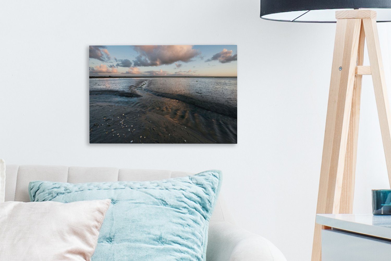 Wandbild cm Wattenmeer St), - Wanddeko, Sand Himmel, Aufhängefertig, 30x20 (1 Leinwandbilder, Leinwandbild OneMillionCanvasses® -