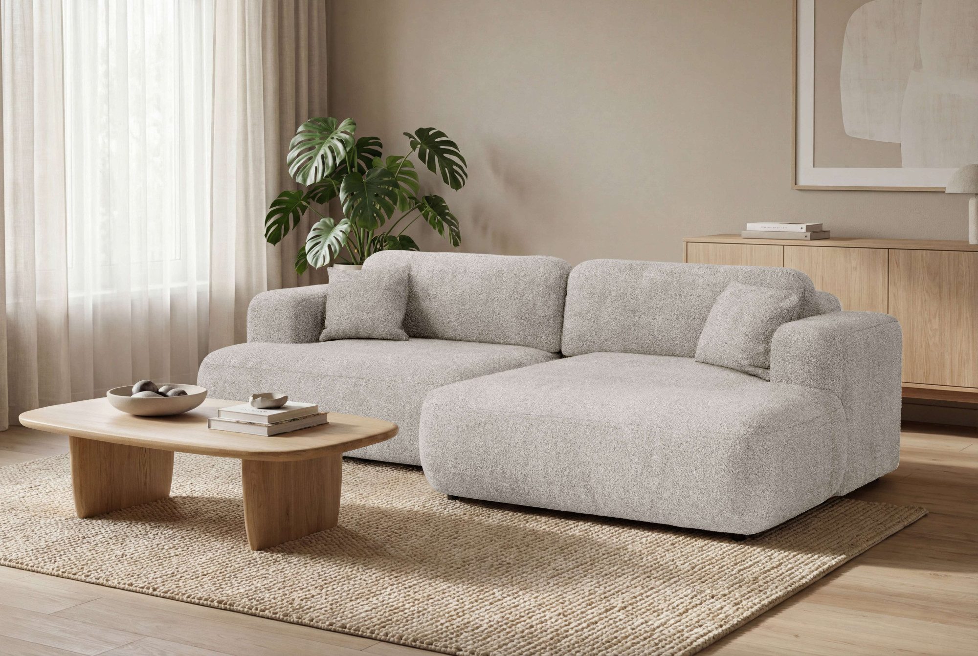 OTTO home Ecksofa VEEVIA L-Form, Schlafsofa, Verlässliche Qualität, Breite 256cm, mit Bettkasten, belastbar bis 480kg, inklusive Rücken- und Zierkissen