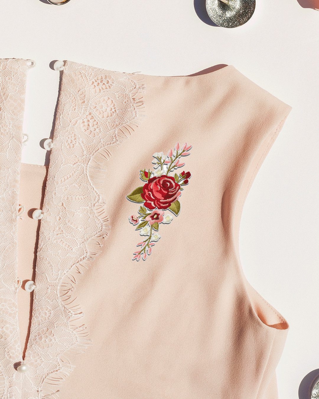 Mono-Quick Aufnäher Bügelbild, Aufbügler, Applikationen, Patches, Flicken, zum aufbügeln, Polyester, Blume Blütenranke - Größe: 17,5 x 11 cm