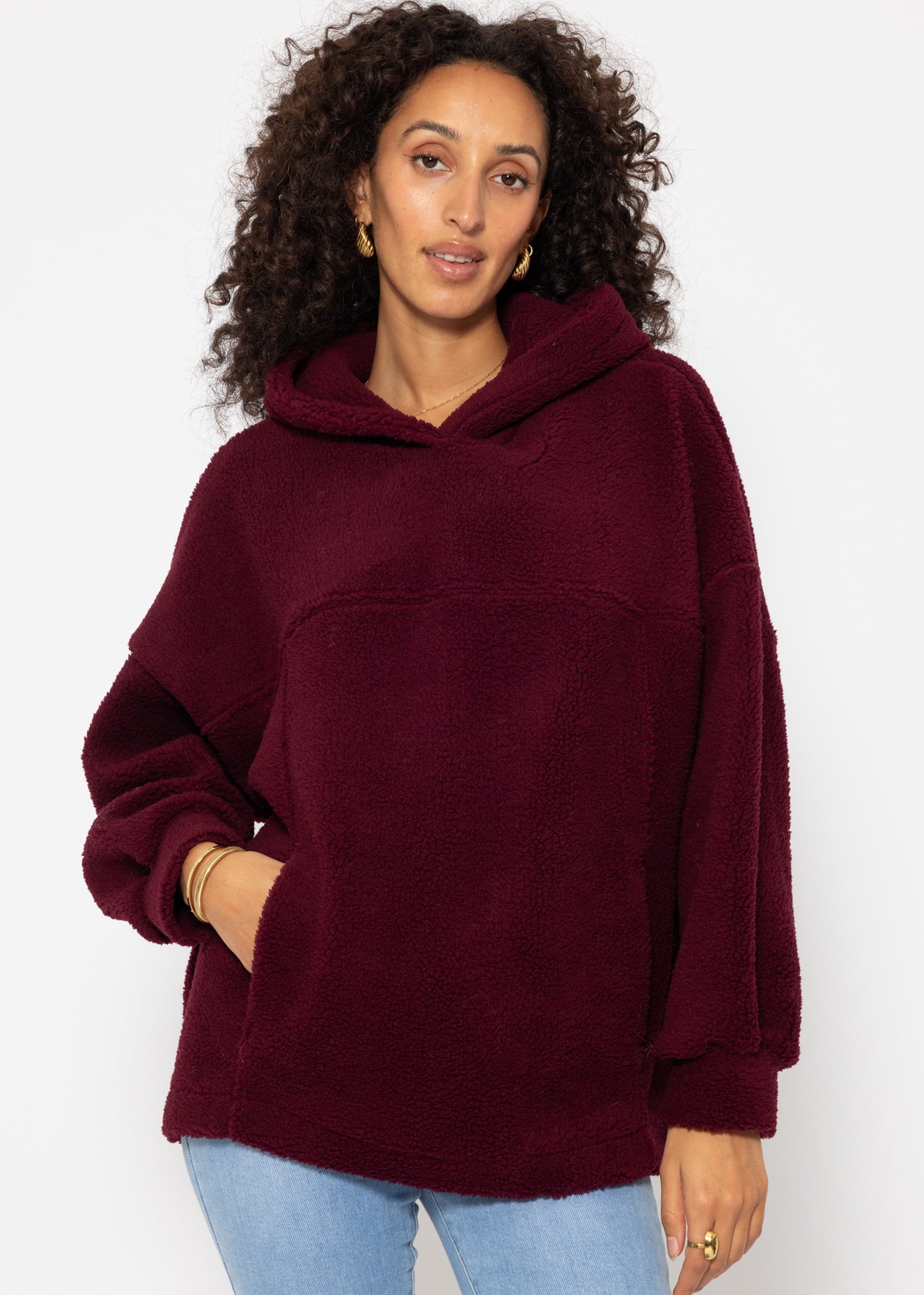 SASSYCLASSY Strickpullover Kuscheliger Oversize Teddy Kapuzenpullover günstig online kaufen