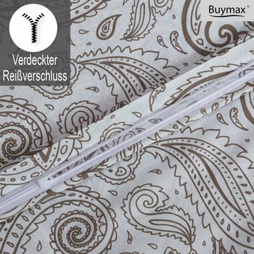 Bettwäsche, Buymax, Renforcé, 2 teilig, Bettbezug-Set 135x200 cm 100% Baumwolle Reißverschluss Blumen Weiß