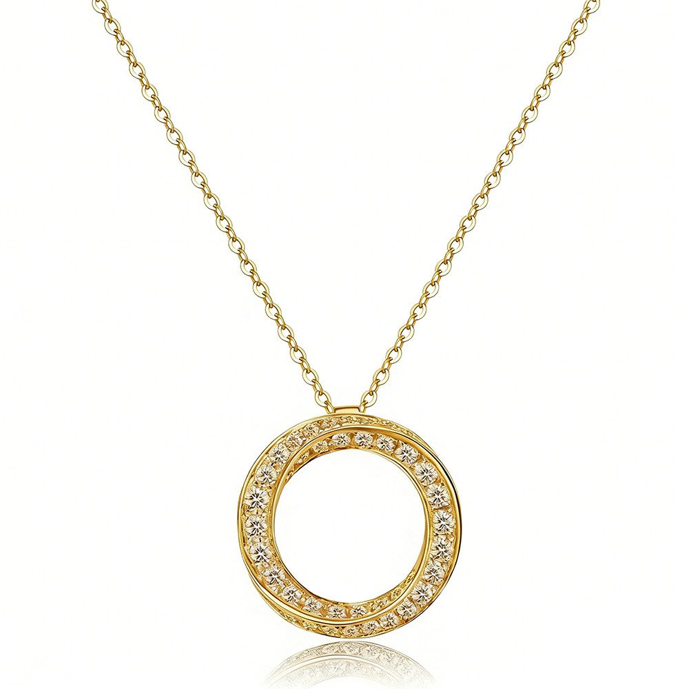 Sternvoll Goldkette Circle Collier, 0.69 ct Pavé-Diamanten 750er Gold, 0.69 ct Labordiamanten, Unendlichkeit, 18K Weißgold