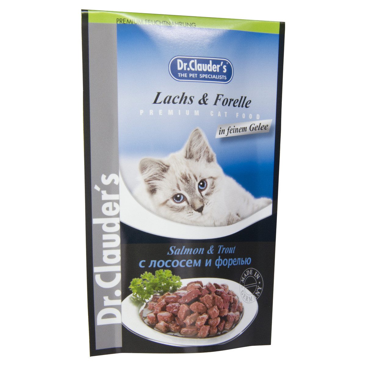 Dr. Clauder's Lachs & Forelle in Gelee 100 g - 20 Stück, Nassfutter für: Katze