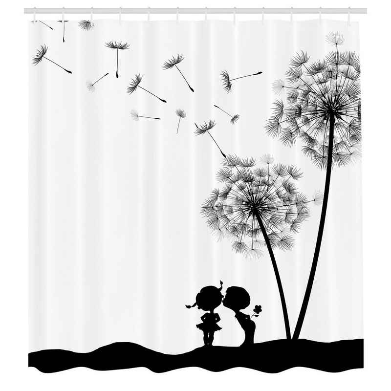 Abakuhaus Duschvorhang Moderner Digitaldruck mit 12 Haken auf Stoff Wasser Resistent Breite 175 cm, Höhe 180 cm, Schwarz und weiß Junge und Mädchen