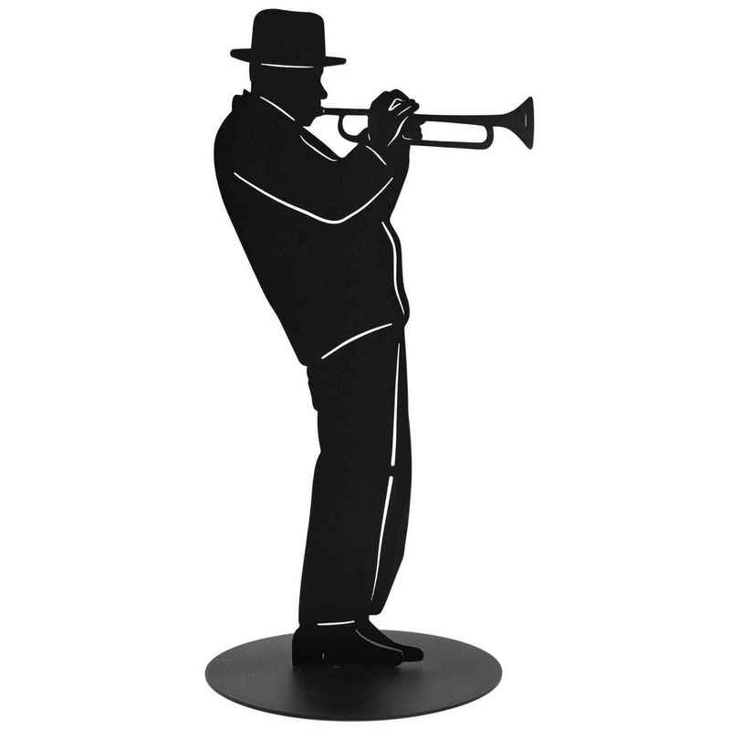 Rostikal Dekofigur Trompeter Figur Metall Trompeten Spieler Skulptur (1 St), Echer Rost oder schwarze Pulverbeschichtung