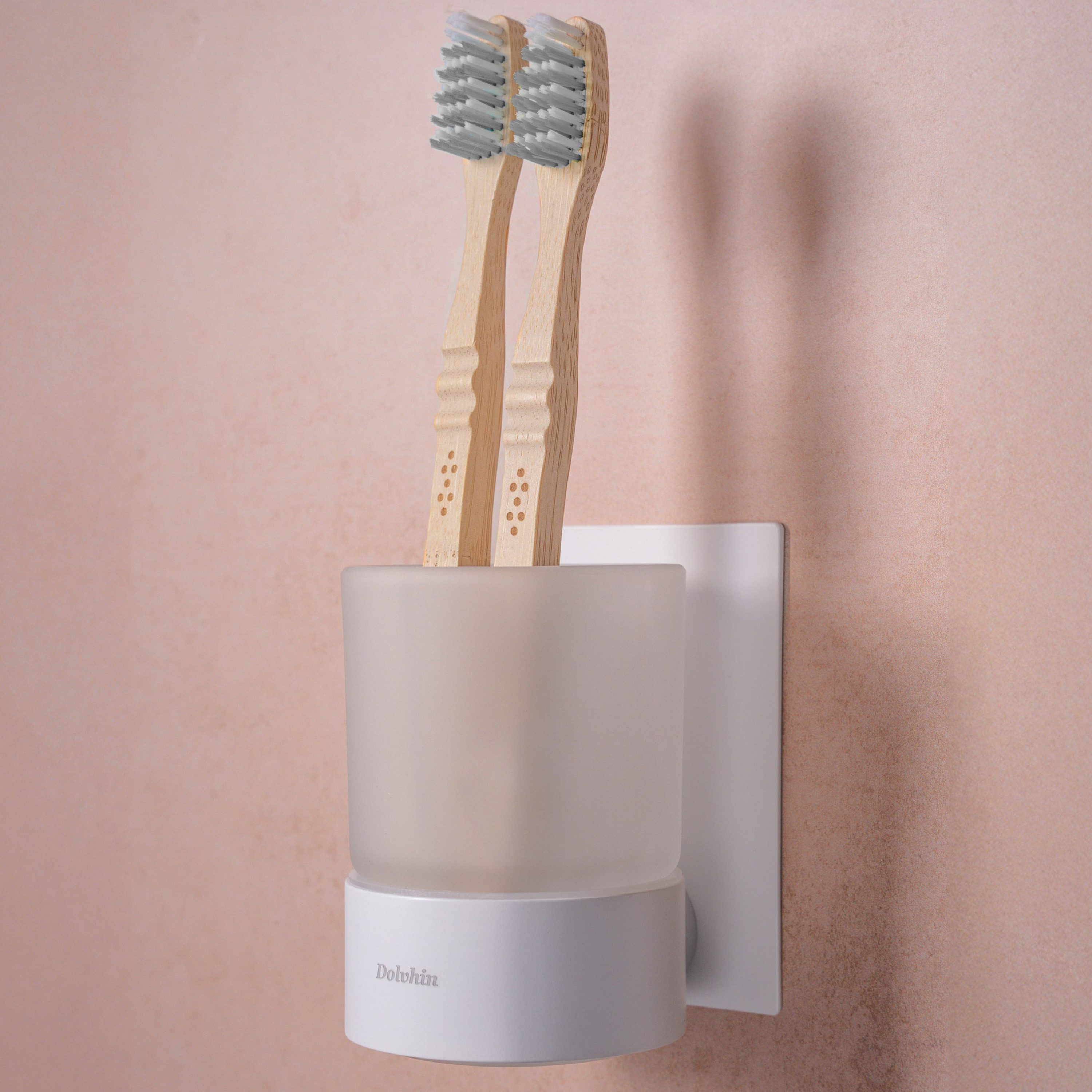 Dolvhin Zahnputzbecher Wandmontage ohne Bohren, Glas Zahnputzbecherhalter, günstig online kaufen