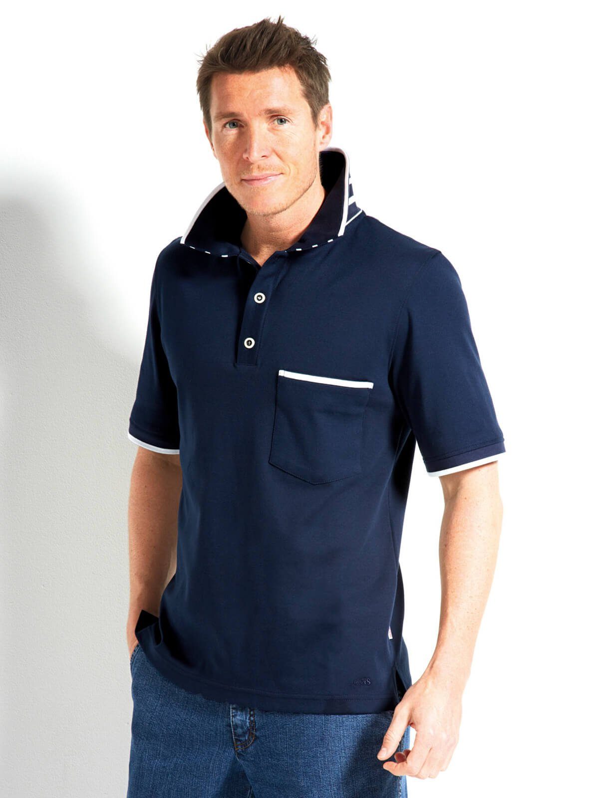 modAS Poloshirt Herren T-Shirt mit Knopfleiste günstig online kaufen