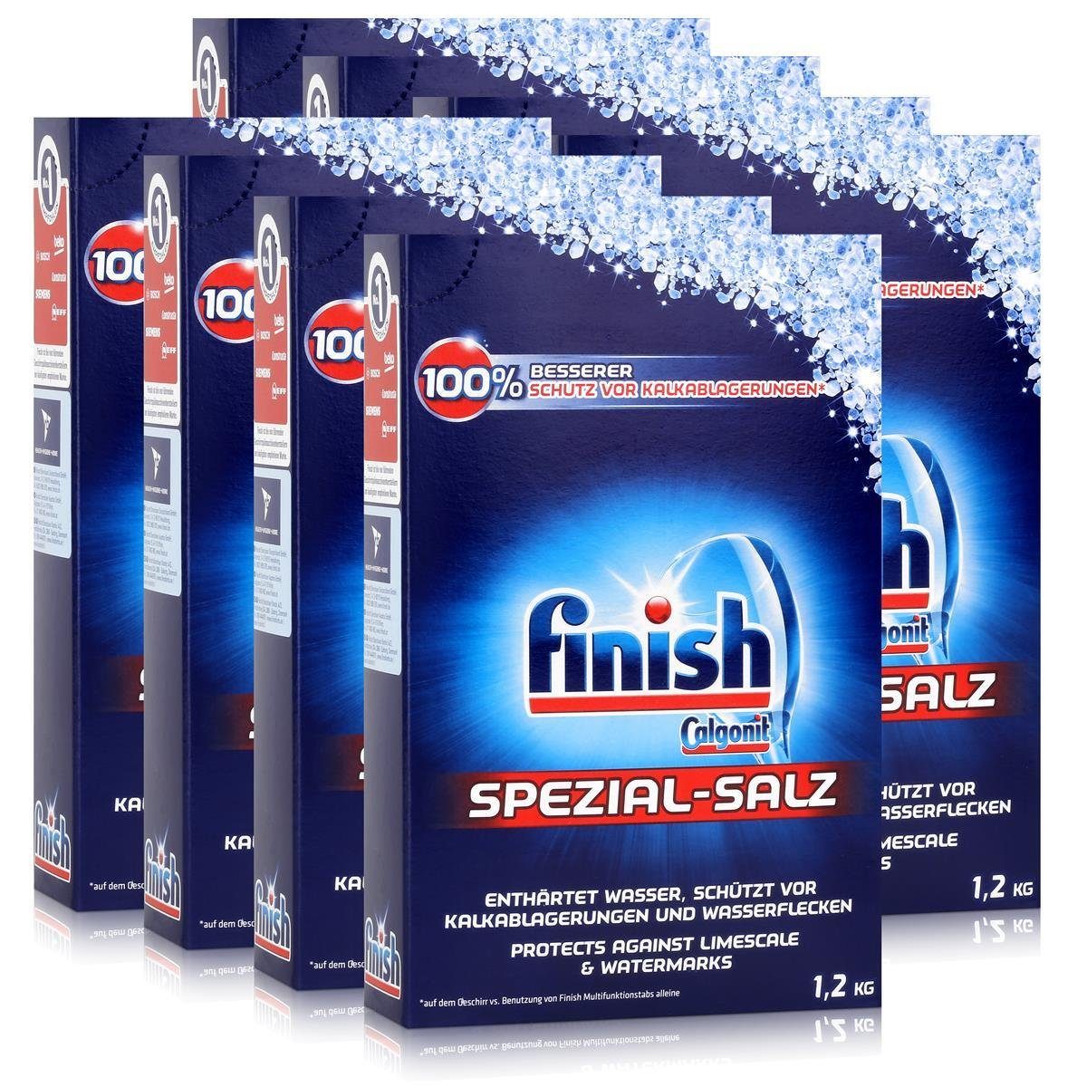 FINISH Calgonit Finish Spülmaschinen Spezial-Salz 1,2kg – Enthärtet Wasser (8 Spülmaschinenreiniger