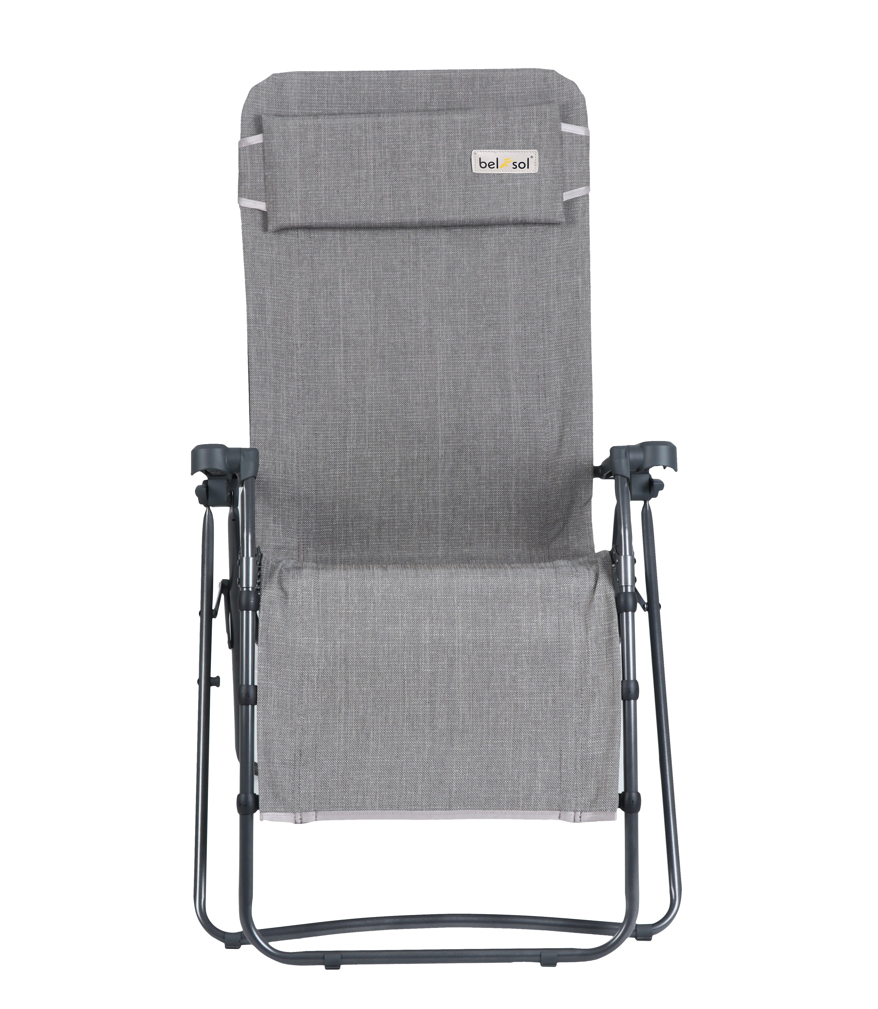 Bel-Sol Gartenliege Relaxliege hellgrau Liegestuhl Sonnenliege XL Relaxsessel Relaxstuhl, Bel-Sol Relaxsessel, 1 St., Relaxsessel mit Kopfkissen, stufenlos verstellbar klappbar 110 kg Tragkraft Camping