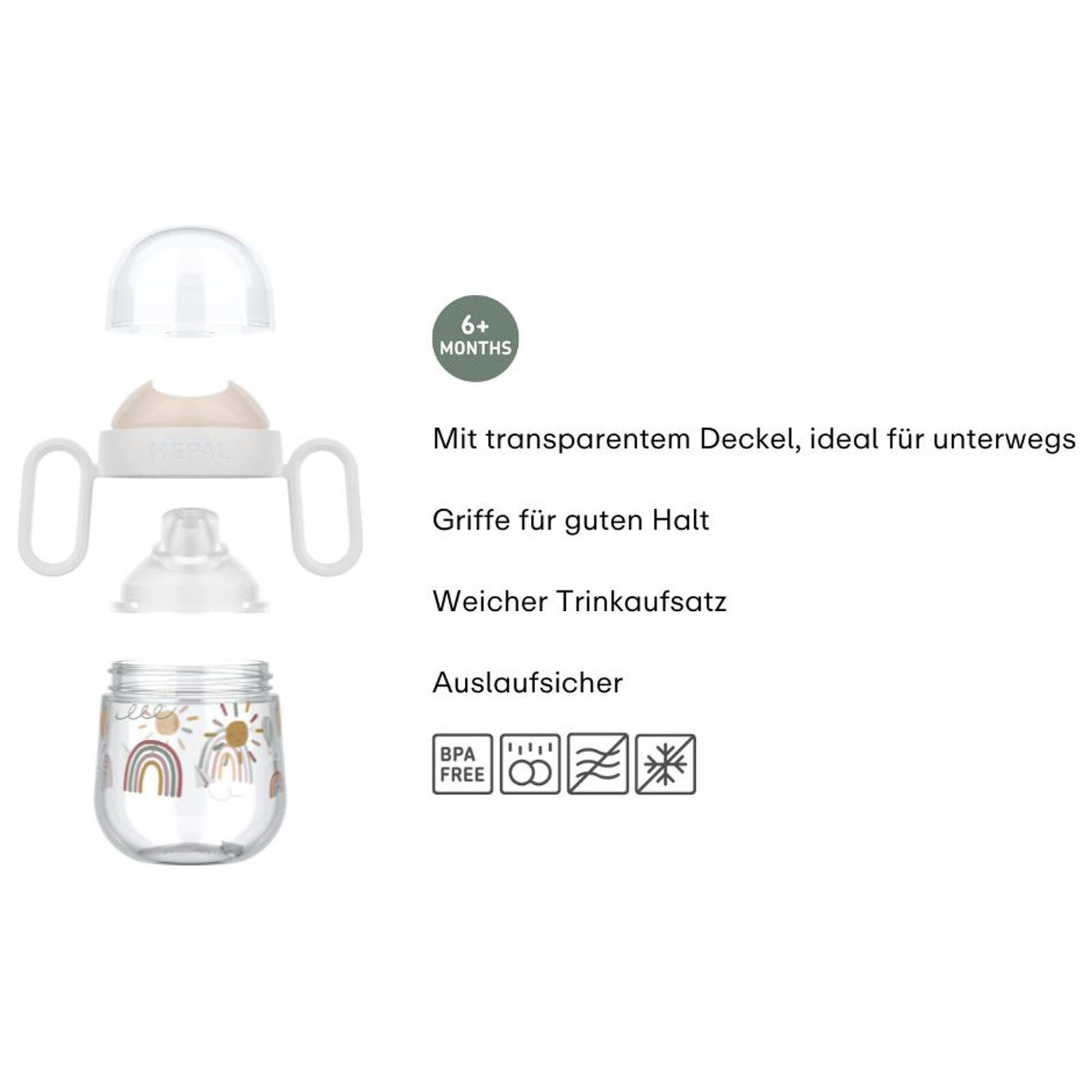 Mepal Kinderbecher Mio (2025) Antitropf-Trinklernbecher 200 ml, 1-tlg., Polypropylen, Silikon, Tritan