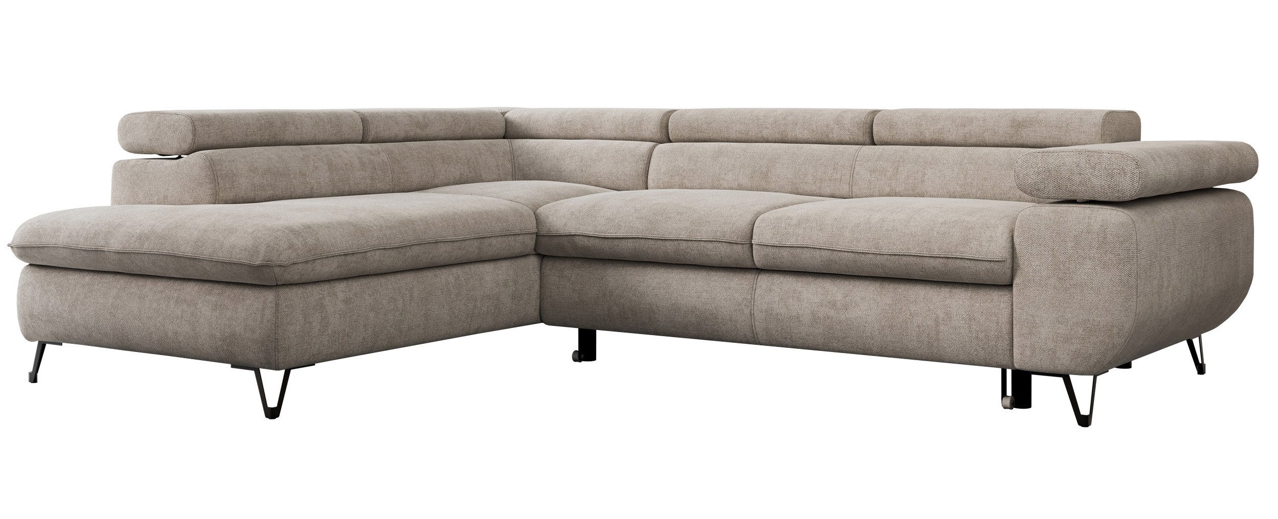 MKS MÖBEL Ecksofa PEDRO L Struktur Beige Matana