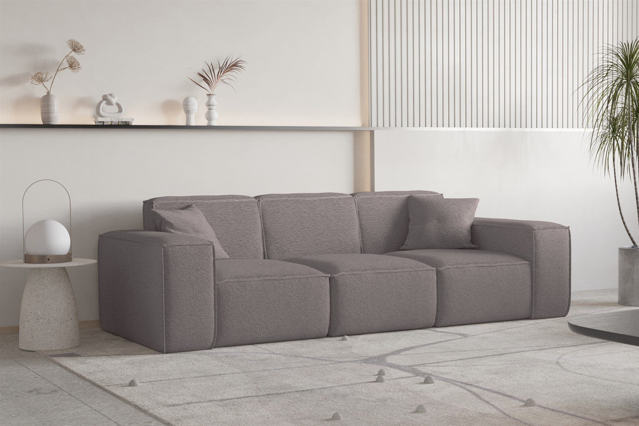 Fun Möbel Sofa Sofa Designersofa CELES PREMIUM 3-Sitzer in Stoff, Inkl. 2 Zierkissen | Alle Sofas