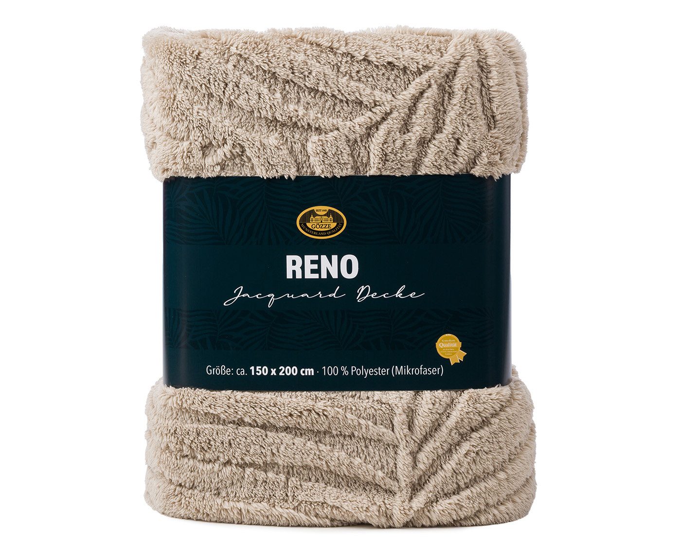 Wohndecke GÖZZE Decke RENO stein BL 150x200 cm grau Wohndecke Kuscheldecke, Gözze