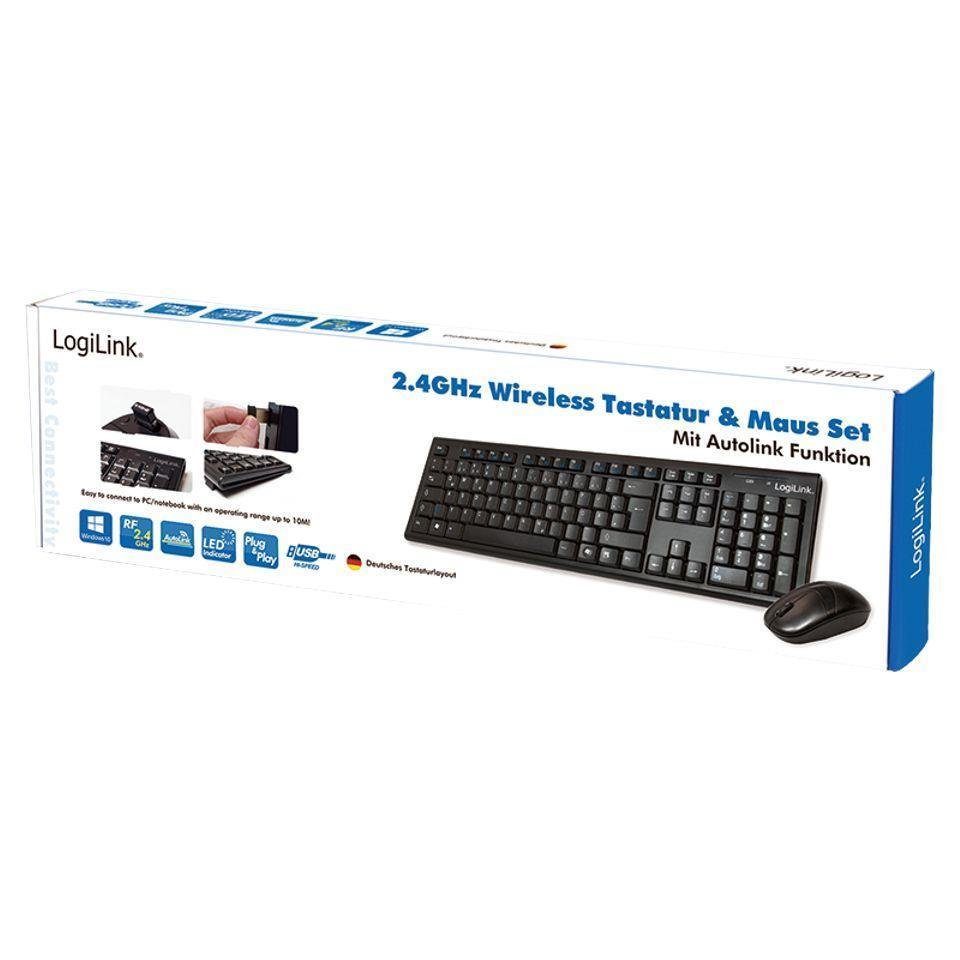 Set, Hotkeys LogiLink Maus-Set, Funk, und Maus und Maus, schwarz wireless, programmierbare 13 Multimedia 1000dpi Tastatur Tastatur- für QWERTZ, kabellose