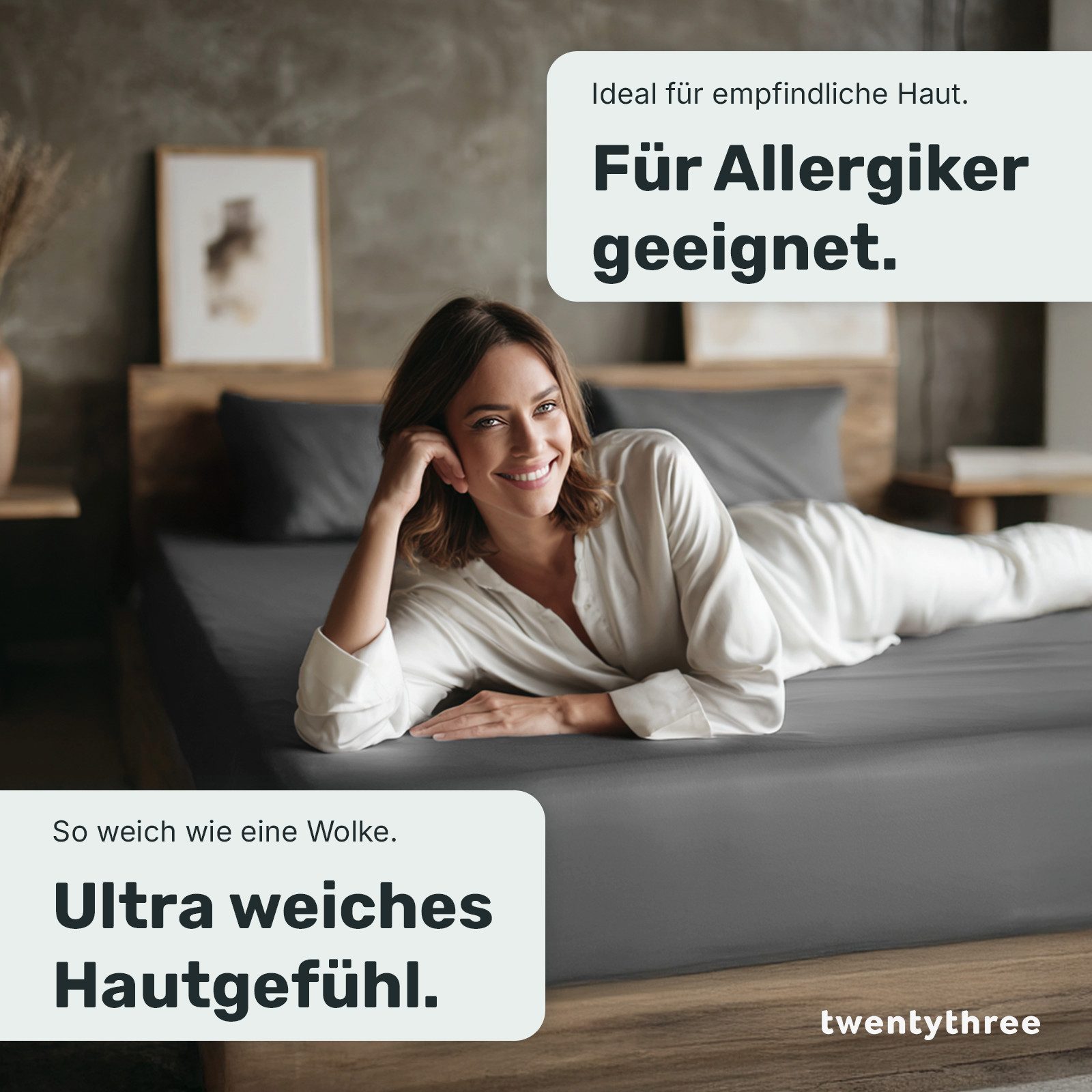 twenty:three® Bettlaken Lyocell Spannbettlaken Dark Gray, günstig online kaufen