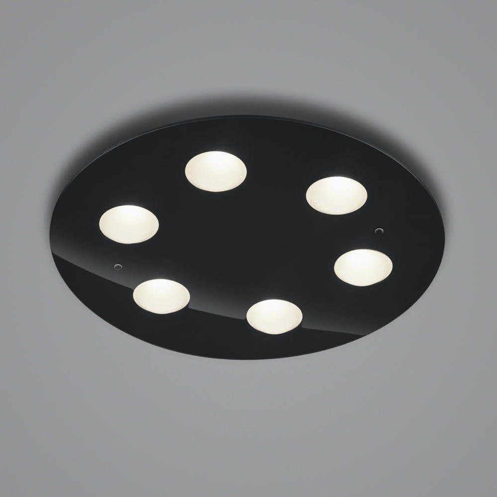 Helestra LED Deckenleuchte LED Deckenleuchte Nomi in Schwarz 6x 6W 2800lm rund, keine Angabe, Leuchtmittel enthalten: Ja, fest verbaut, LED, warmweiss, Deckenlampe, Deckenbeleuchtung, Deckenlicht | Deckenlampen