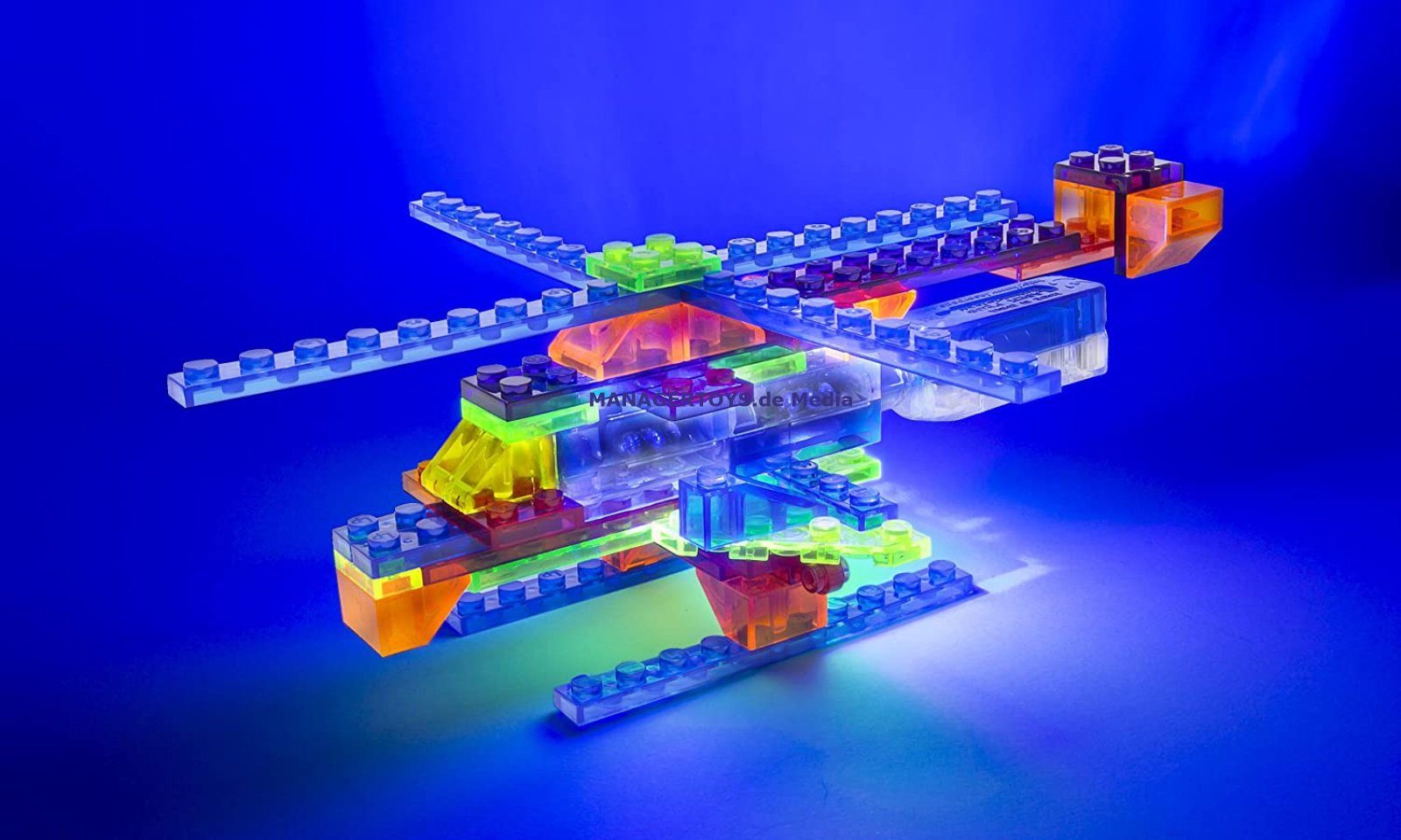 Laser Pegs Modellbausatz Helikopter Klemmbausteine 4 in 1 LED Licht Hubschrauber Helicopters