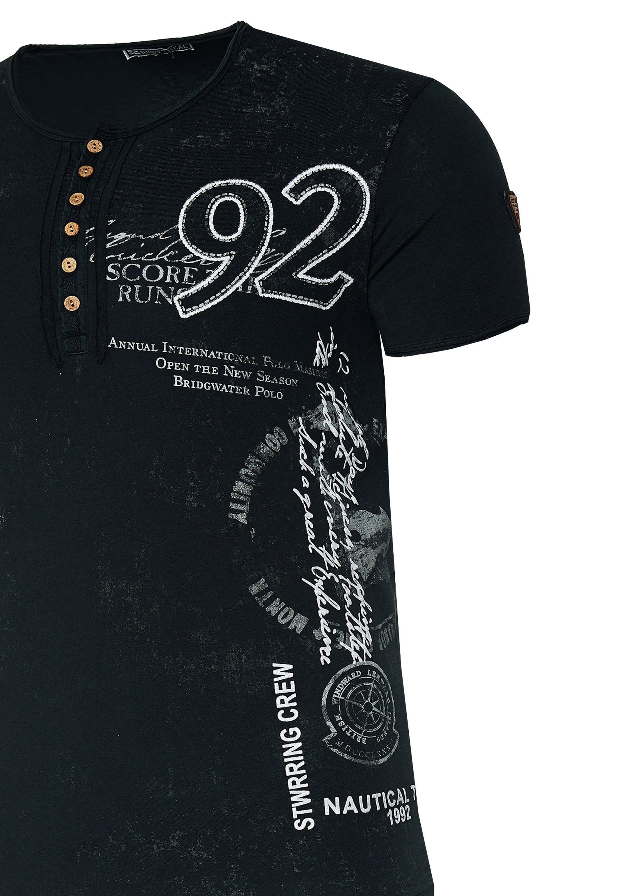 schwarz-weiß Rusty T-Shirt mit seitlichem Print Neal