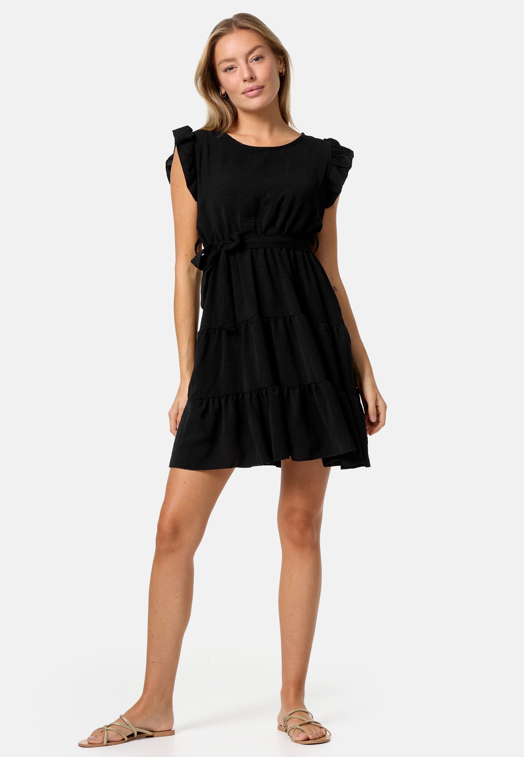 Minikleid mit Schwarz Rüschen PM in PM-27 (Sommerkleid Midi Einheitsgröße) SELECTED Kleid