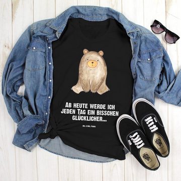 Mr. & Mrs. Panda T-Shirt Bär sitzend - Schwarz - Geschenk, Frauen, T-Shirt mit Spruch, Teddy, (1-tlg)