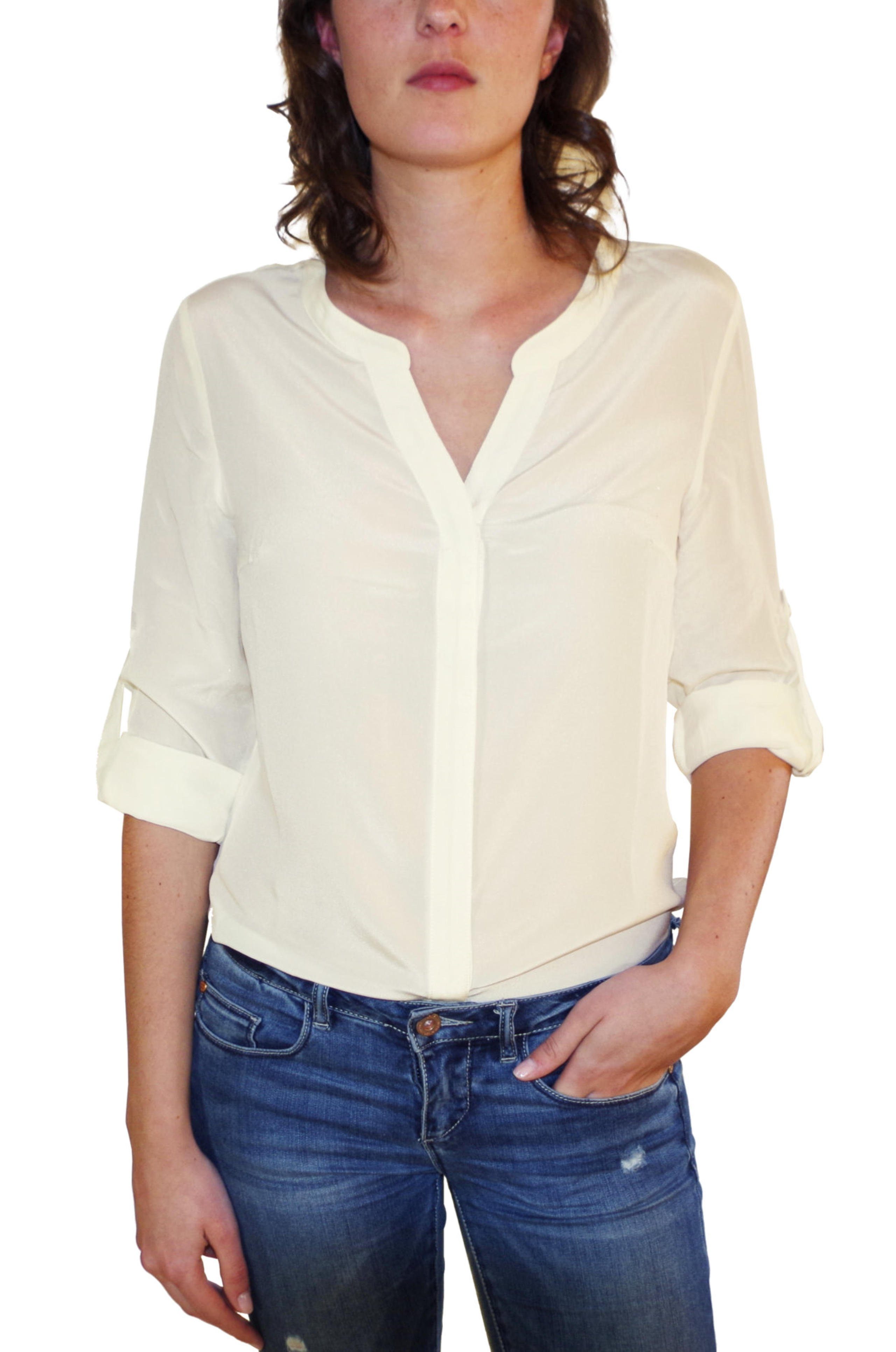 Damen Posh Seidenbluse beige aus Bluse Gear Camicetta 100% Seide